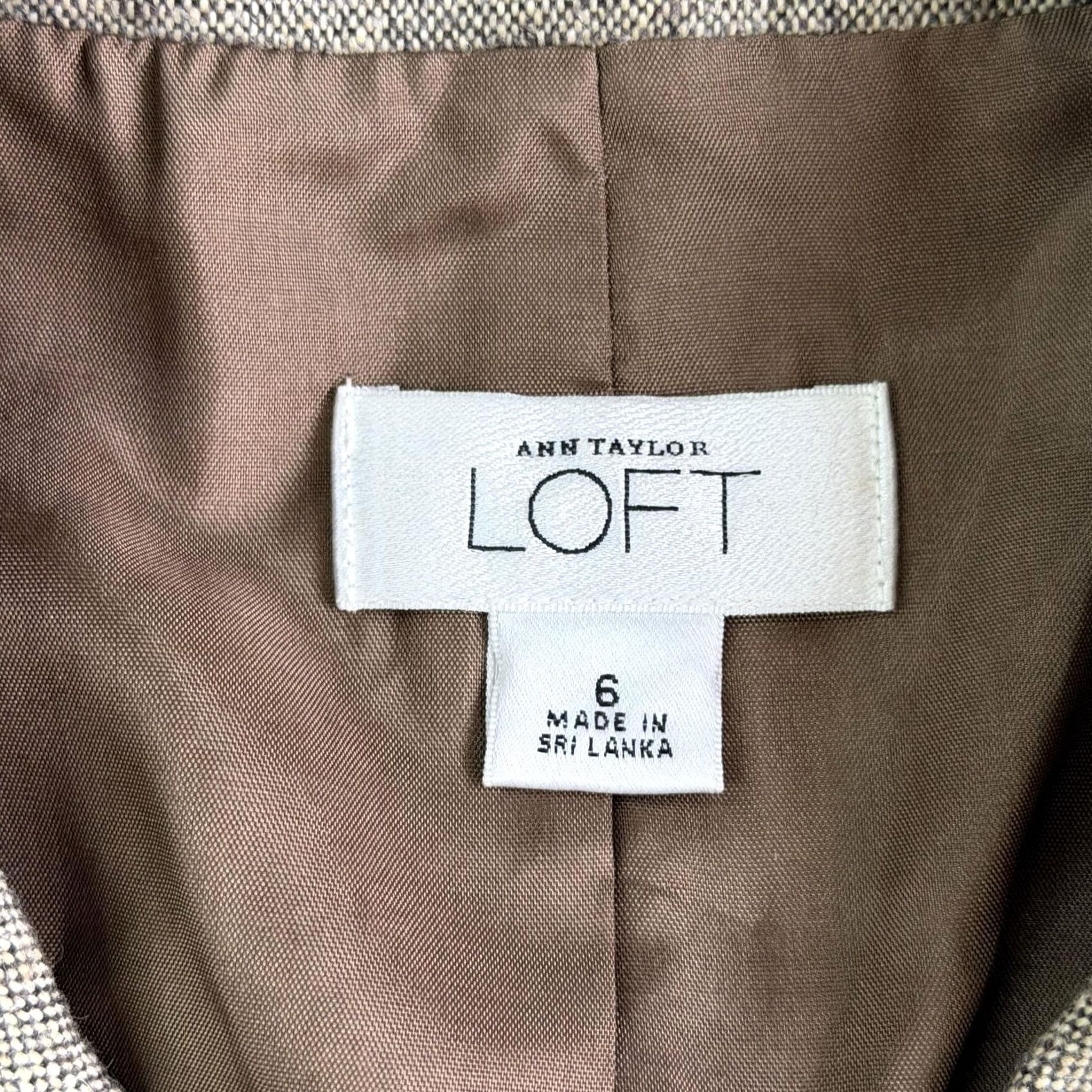 Ann Taylor VINTAGE Ann Taylor LOFT Blazer Shirt Womens 6 Beige Tweed Double Breasted Lined Career Size M / US 6-8 / IT 42-44 - 4 Thumbnail