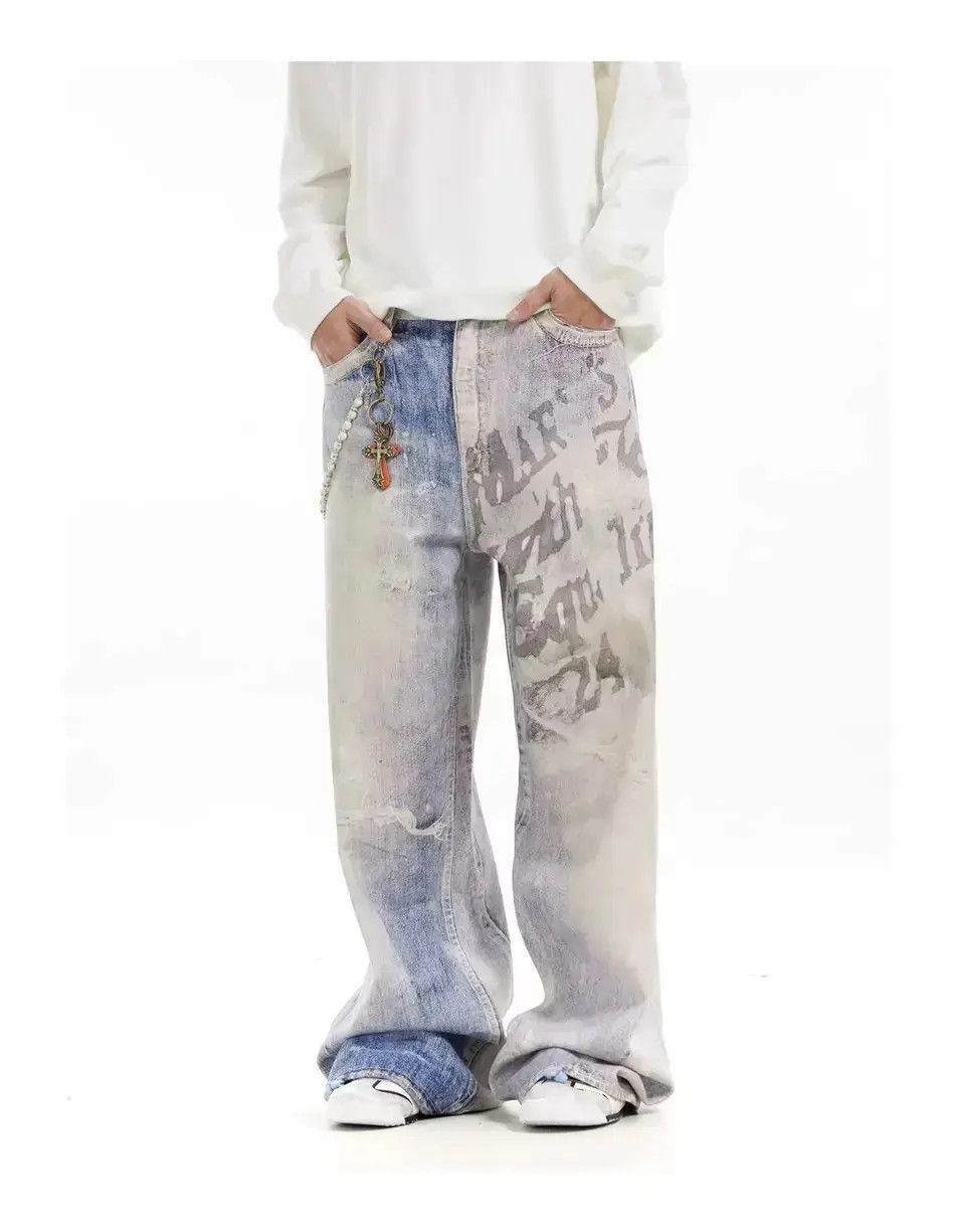Japanese Brand Design Washed Blue Baggy Jeans Vintage Retro Size US 34 / EU 50 - 1 Thumbnail