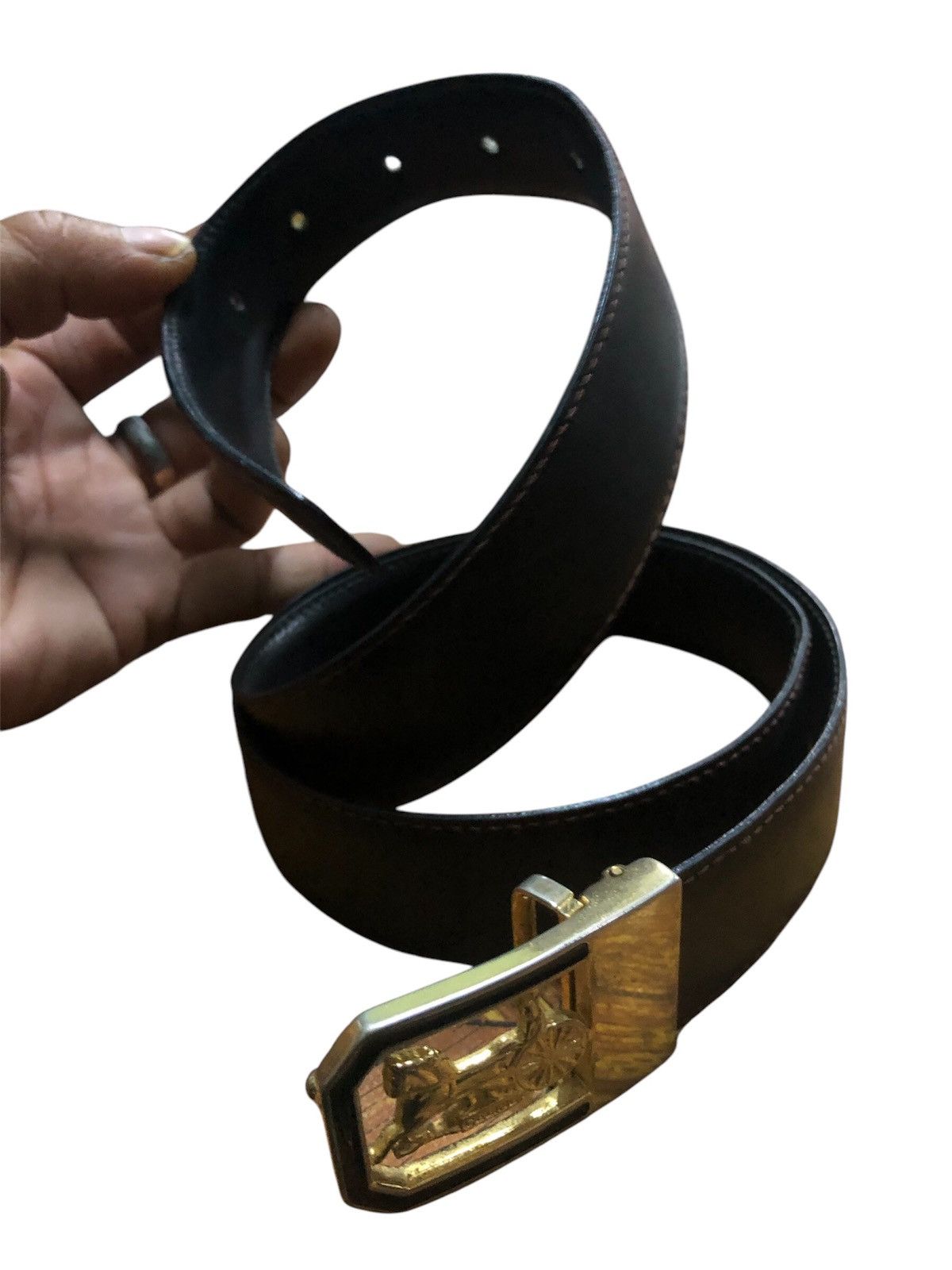 Celine × Designer Vintage Celine Leather Belt (unisex) Size 30 - 10 Thumbnail