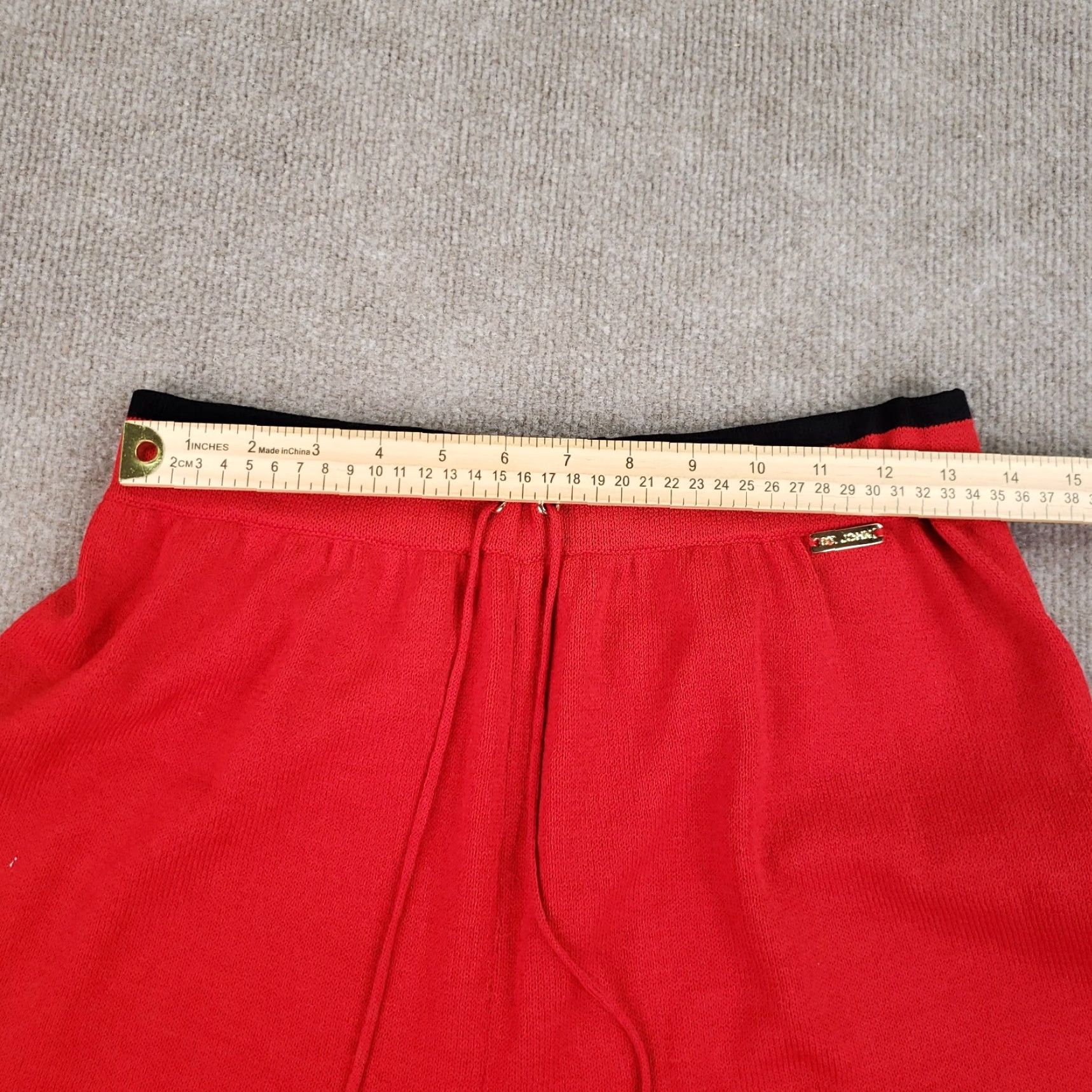 Vintage St John Sport Women's Large Red Stretch Pants Elastic Waist Drawstring Straight Leg Ankle Style Size 36" / US 14 / IT 50 - 4 Thumbnail