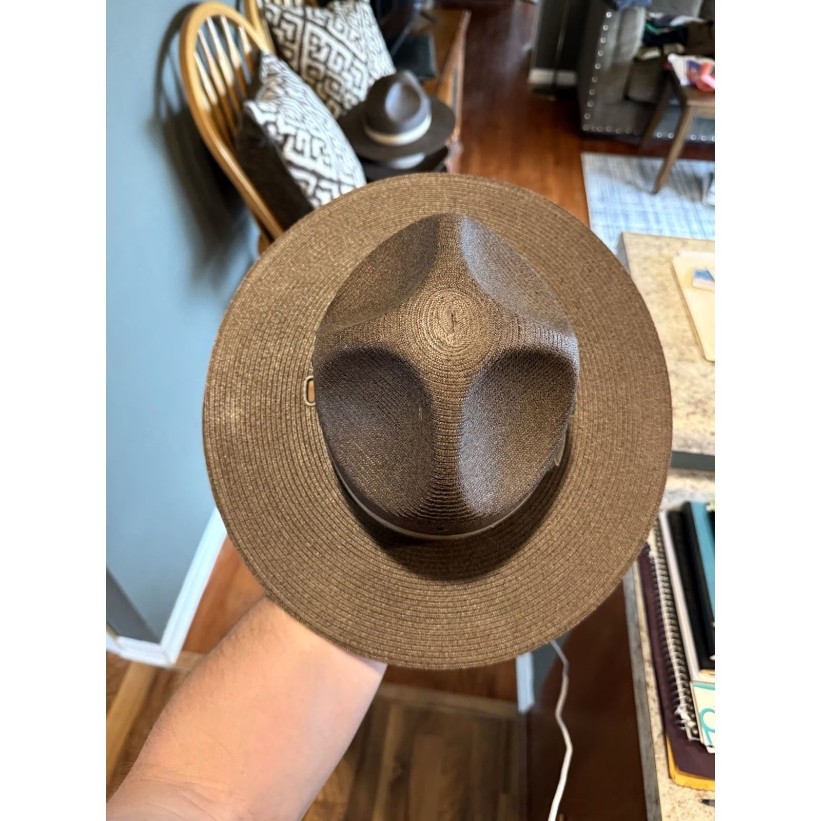 Vintage Vintage STRATTON Self Forming Brown Straw POLICE TROOPER Campaign Hat 6 5/8 USA - Park Ranger, Workwear Size ONE SIZE - 4 Thumbnail