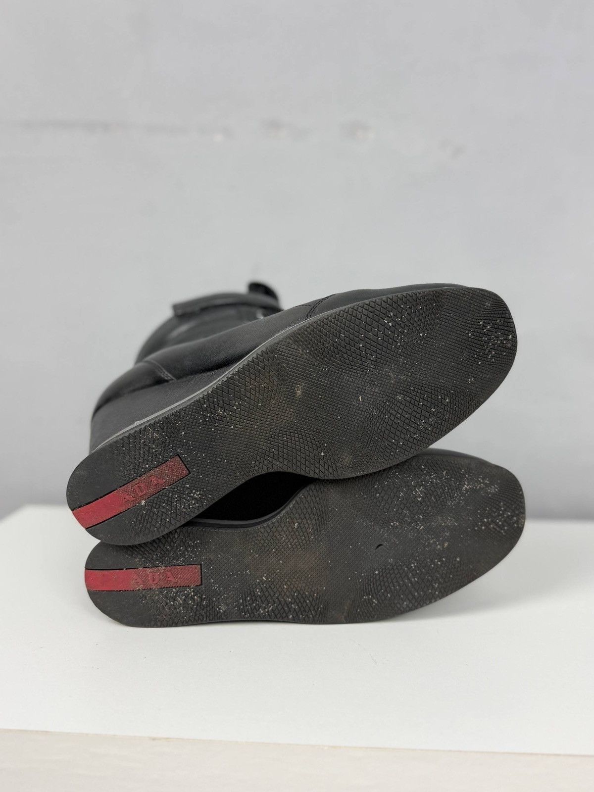 Prada Prada Black Wedge Sneakers Leather High Top EU 37.5 Size US 6.5 / IT 36.5 - 8 Thumbnail