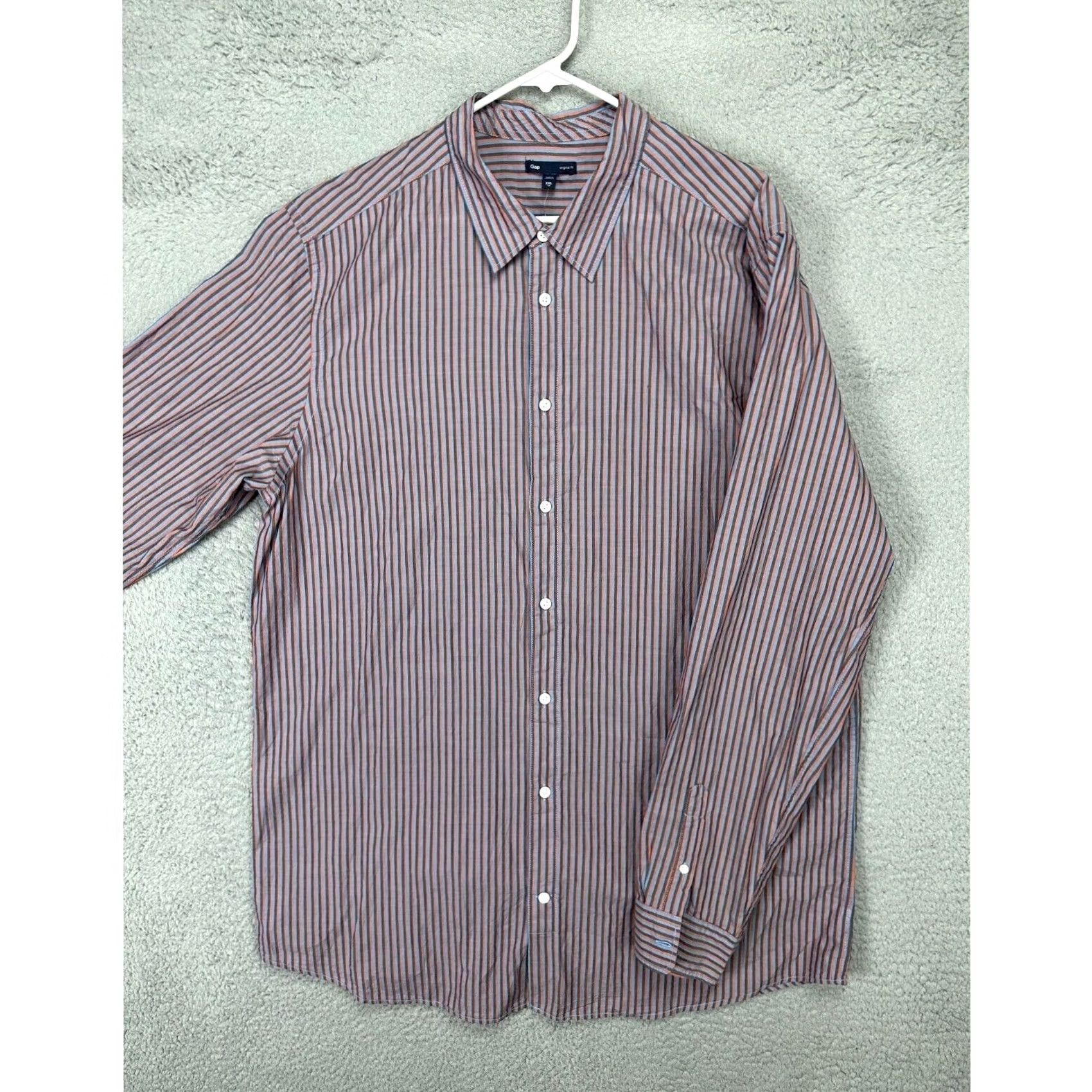Gap VINTAGE Gap Shirt 2XL Tall Mens Orange Multi Striped Button-Up Long Sleeve Collared 100% Cotton NEW Size US XXL / EU 58 / 5 - 3 Thumbnail