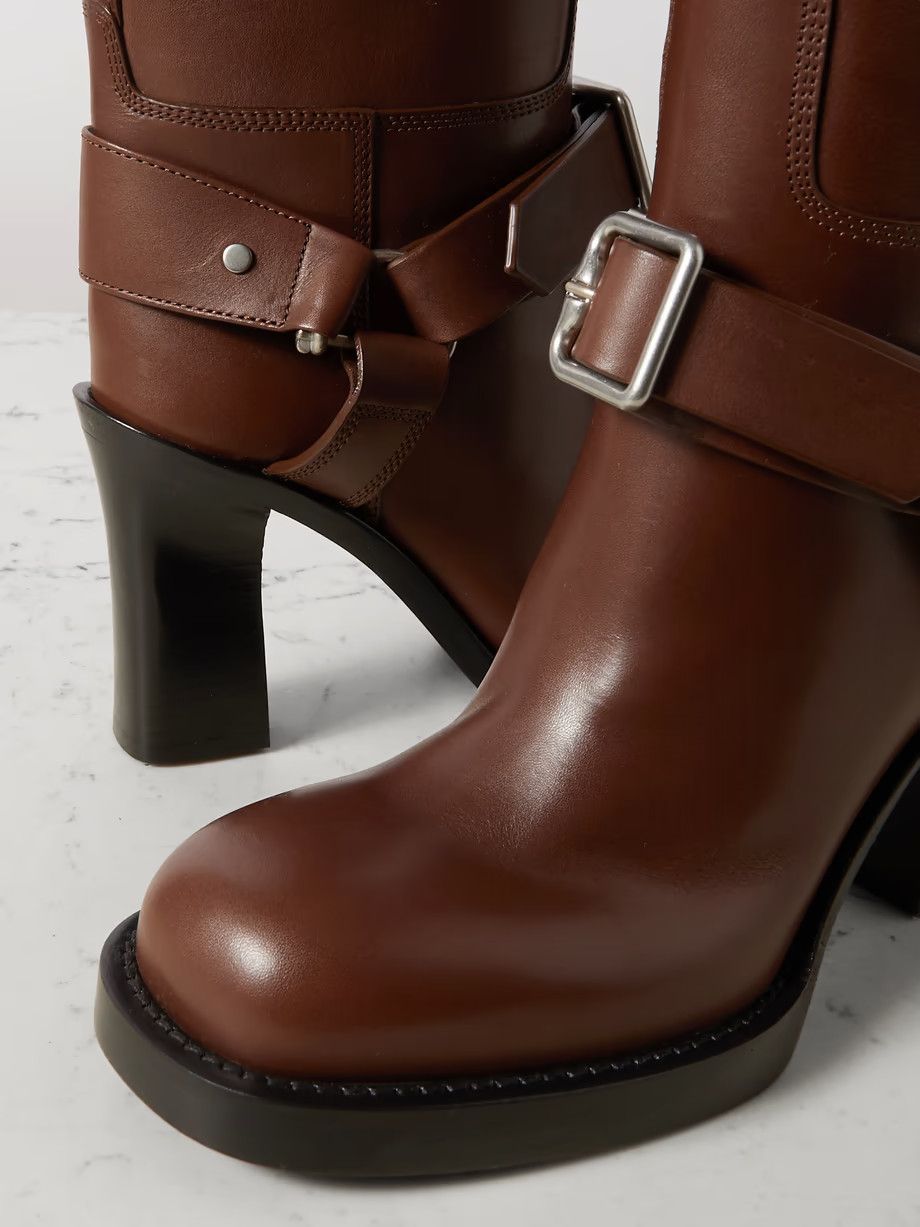o1w1db10125 Leather Stirrup High Boots in Dark Brown