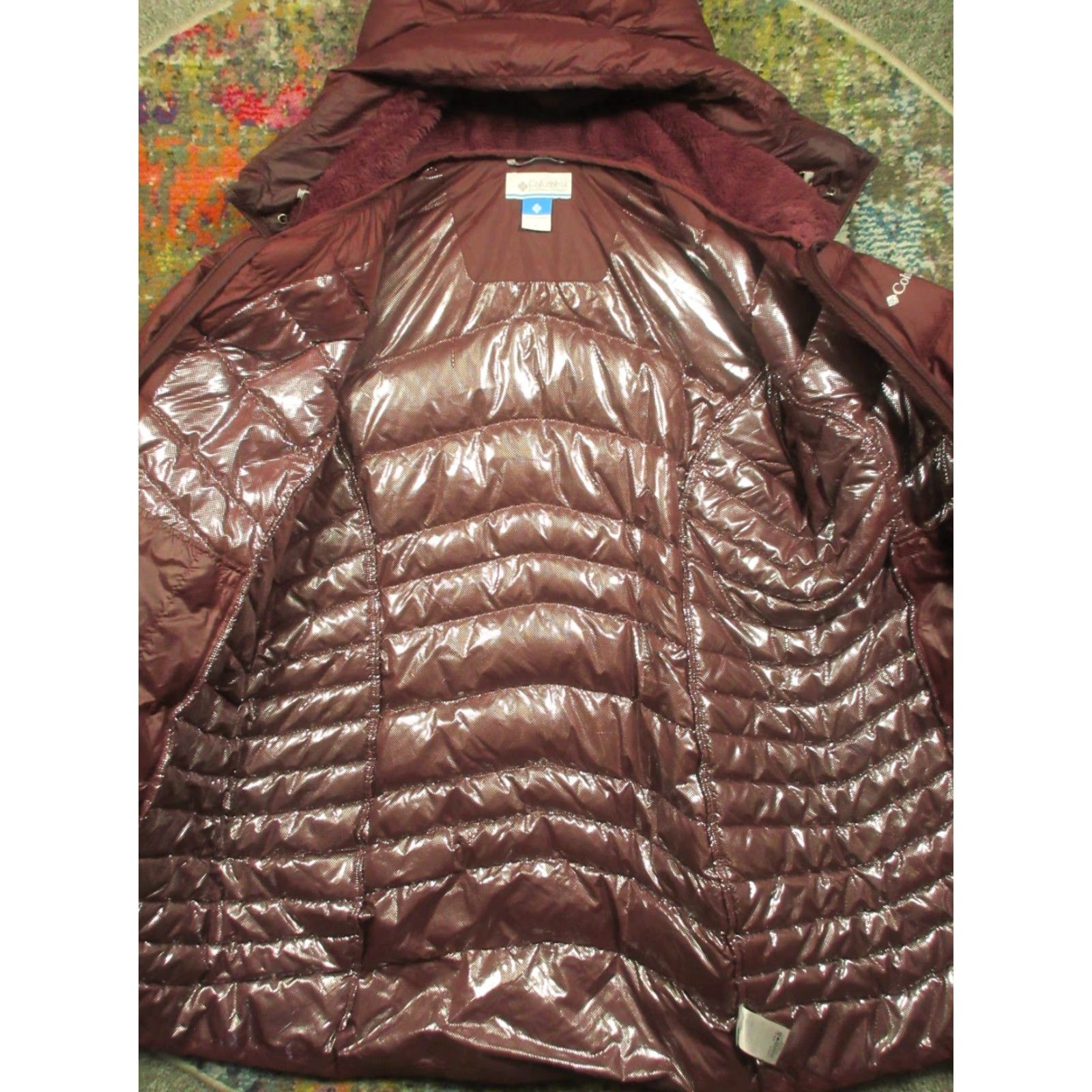 Vintage Columbia Puffer Jacket Womens XL Down Omni Heat Snorkel Hood Fleece Lined Long Sleeve Quilted Jacket/Coat Red Size XL / US 12-14 / IT 48-50 - 4 Thumbnail