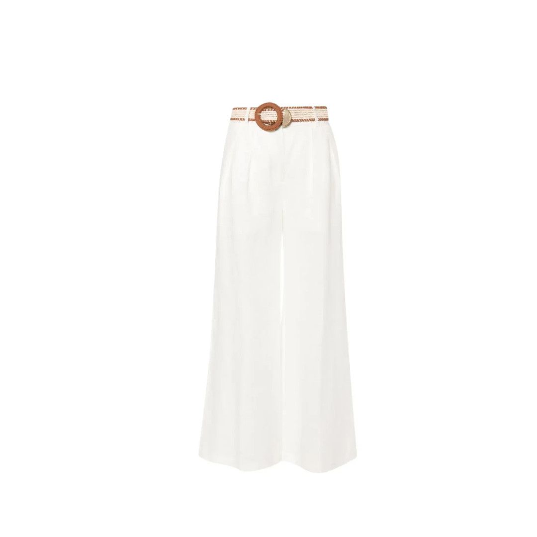 Zimmermann oc11z0525 Tuck Loose Trouser Pant in White Size 28" / US 6 / IT 42 - 1 Thumbnail