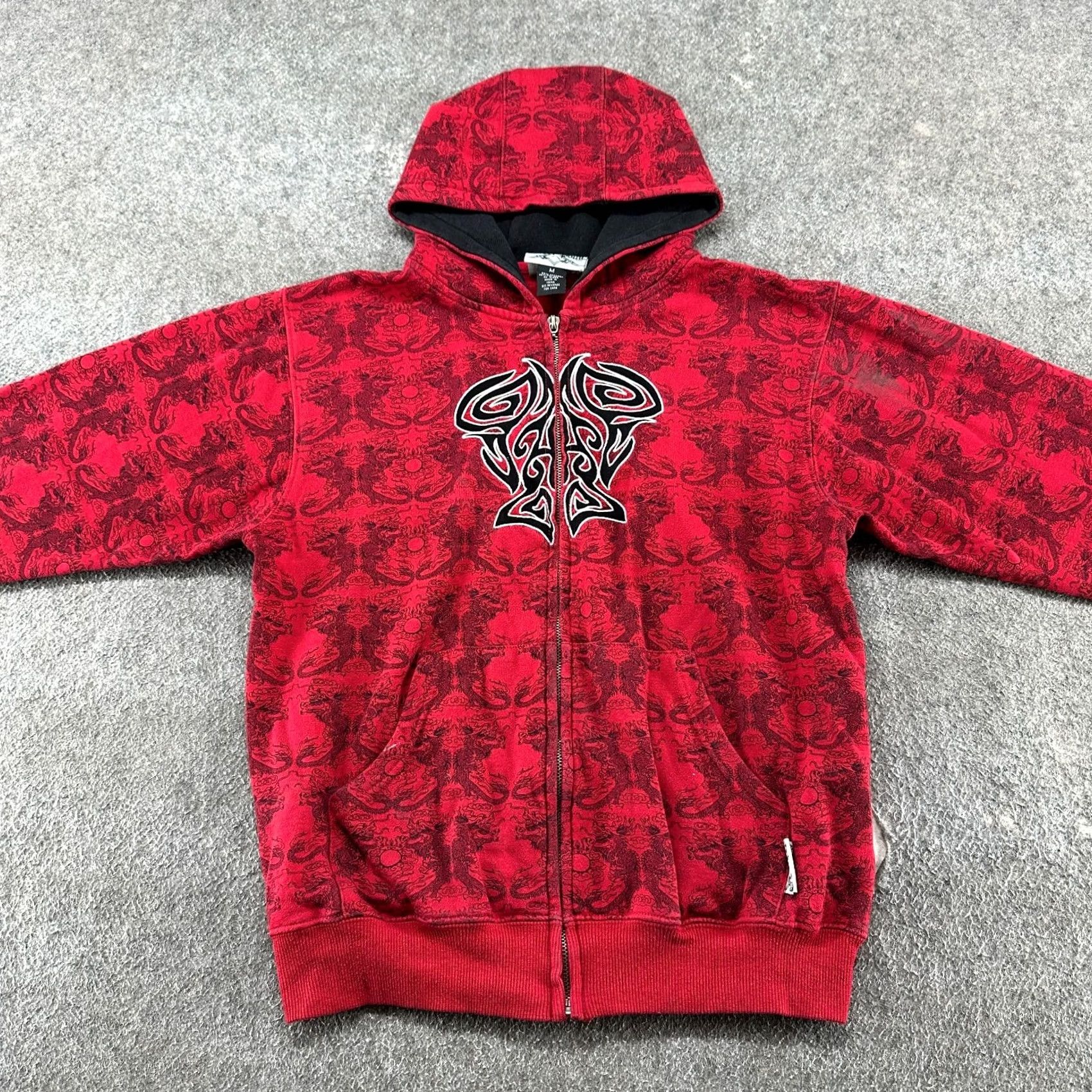 Vintage VINTAGE Silver Point Hoodie Boys M Red Full Zip Dragon AOP 90s Skater Y2K Size US M / EU 48-50 / 2 - 3 Thumbnail