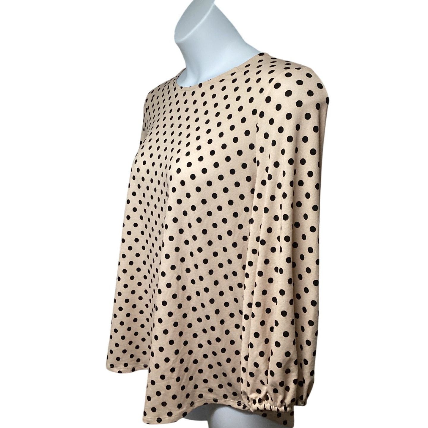 Adrianna Papell Adrianna Papell Beige Polka Dot Top Shirt XL Stretch Size XL / US 12-14 / IT 48-50 - 2 Thumbnail