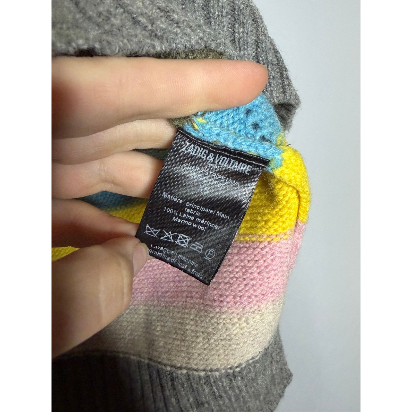 Zadig & Voltaire Zadig & Voltaire wool multicolor striped embroidered sweater Size XS / US 0-2 / IT 36-38 - 9 Thumbnail