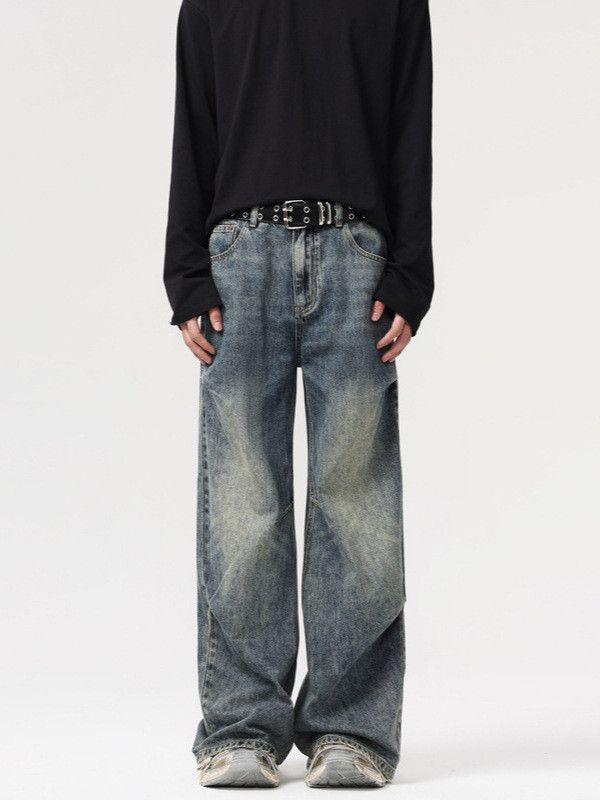 Vintage Men's washed distressed retro high street wide-leg jeans Size US 32 / EU 48 - 1 Thumbnail