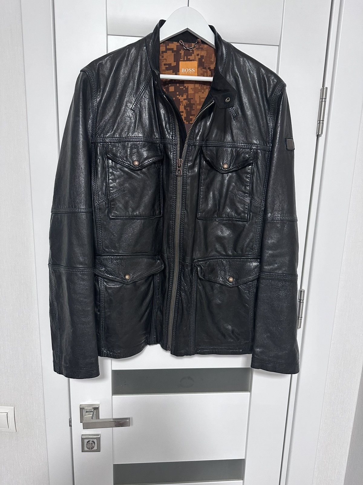 Hugo × Hugo Boss × Vintage Hugo Boss Leather Jacket Parka Bomber Men’s Vintage Rare Size US L / EU 52-54 / 3 - 2 Thumbnail