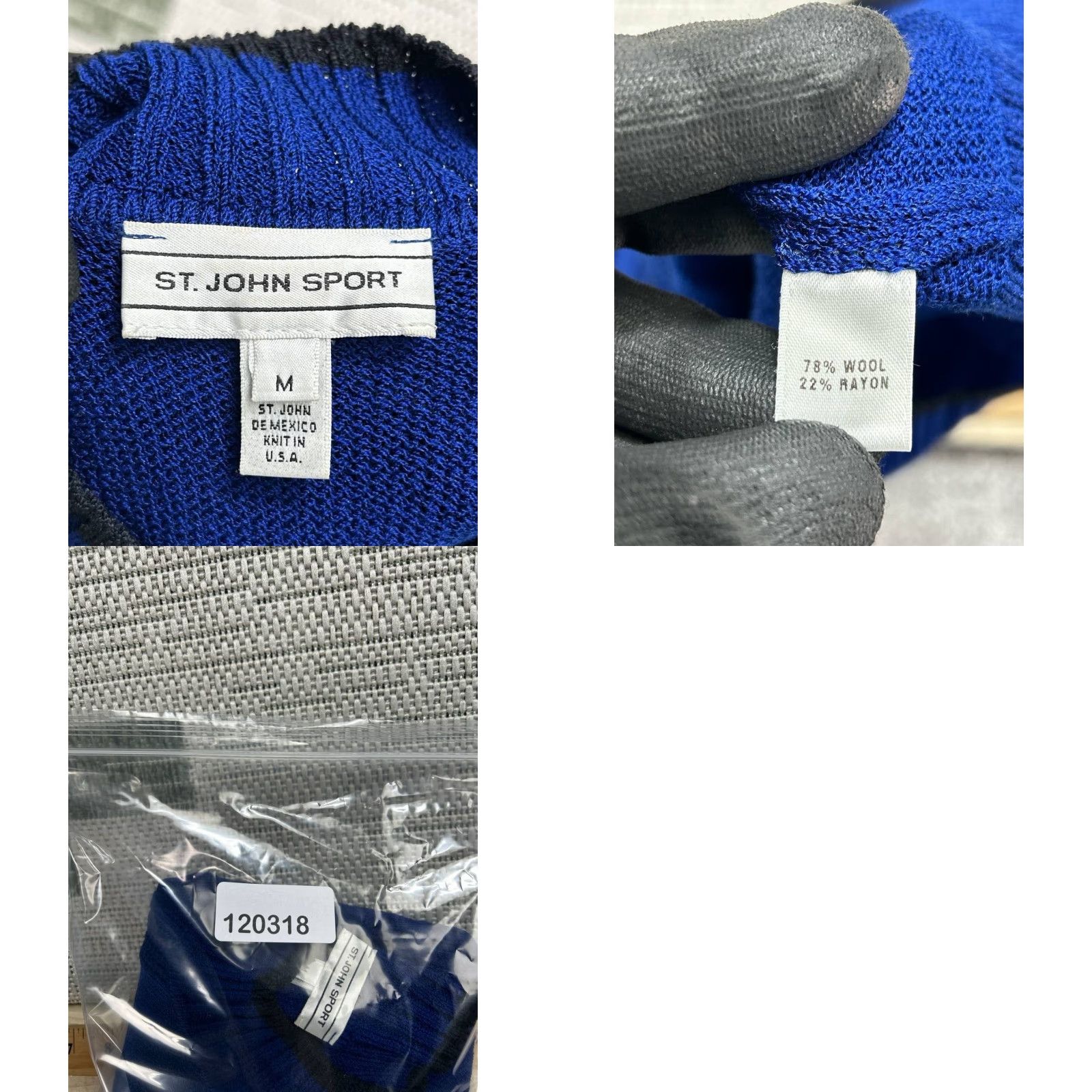 Vintage St John Sport Sweater Vest Women M Blue Wool Tight Knit Mock Neck Vest Shirt Sports 90s Womens Size M / US 6-8 / IT 42-44 - 8 Thumbnail