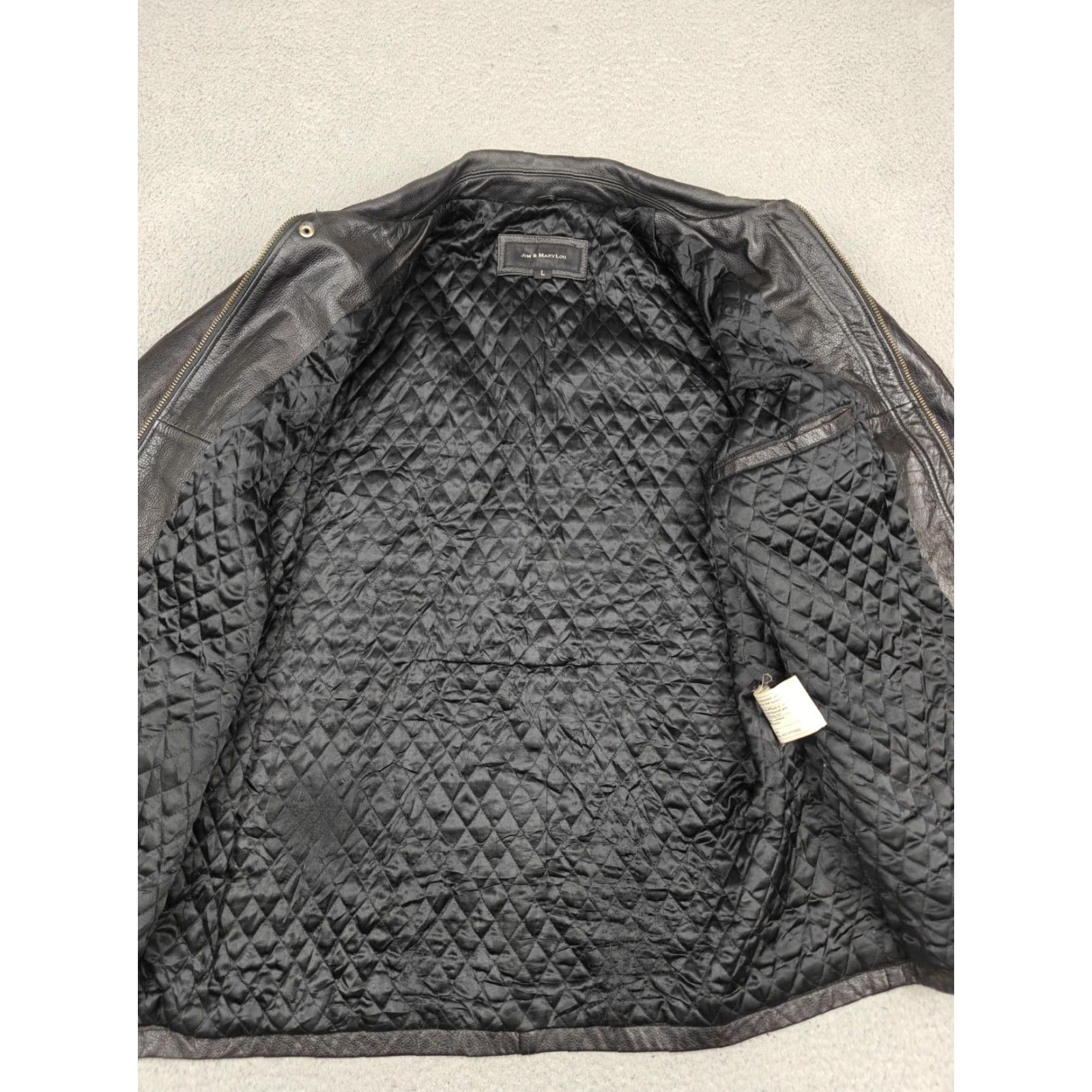 Vintage Jim & MaryLou Coat Mens Large Black Leather Mid-Length Zip Quilted Lined Pockets Size US L / EU 52-54 / 3 - 5 Thumbnail