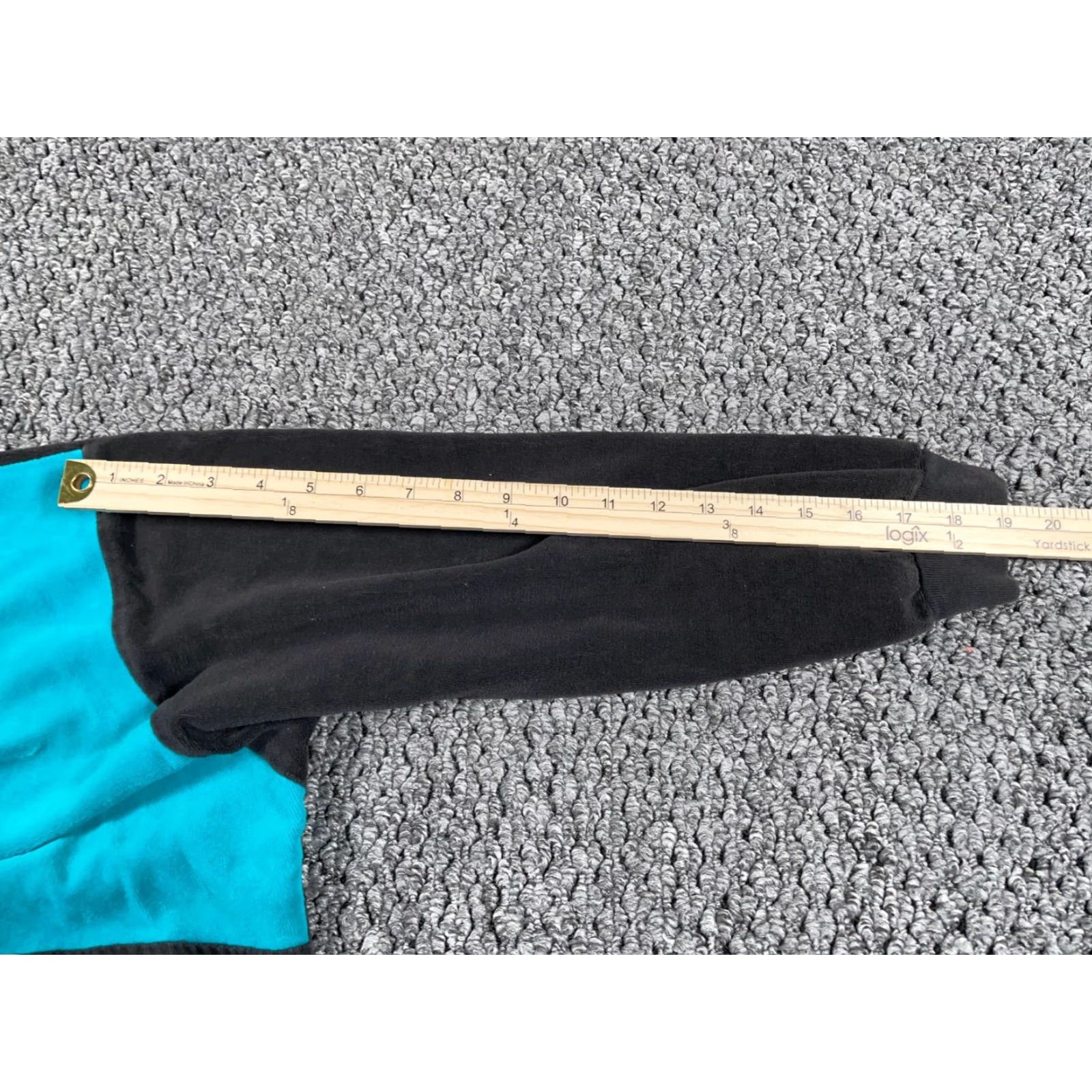 Vintage VTG 80s Velour Collared Shirt Women's Large Black Teal Boxy Fit Oversized Polo Size L / US 10 / IT 46 - 7 Thumbnail