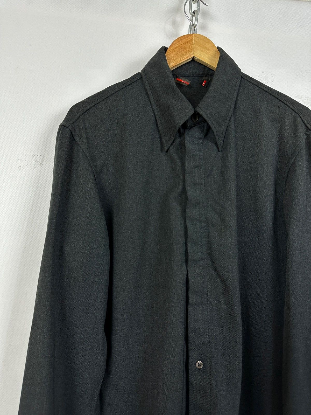 Prada Vintage Prada Technical Zip/Button Wool Shirt Size US L / EU 52-54 / 3 - 6 Thumbnail