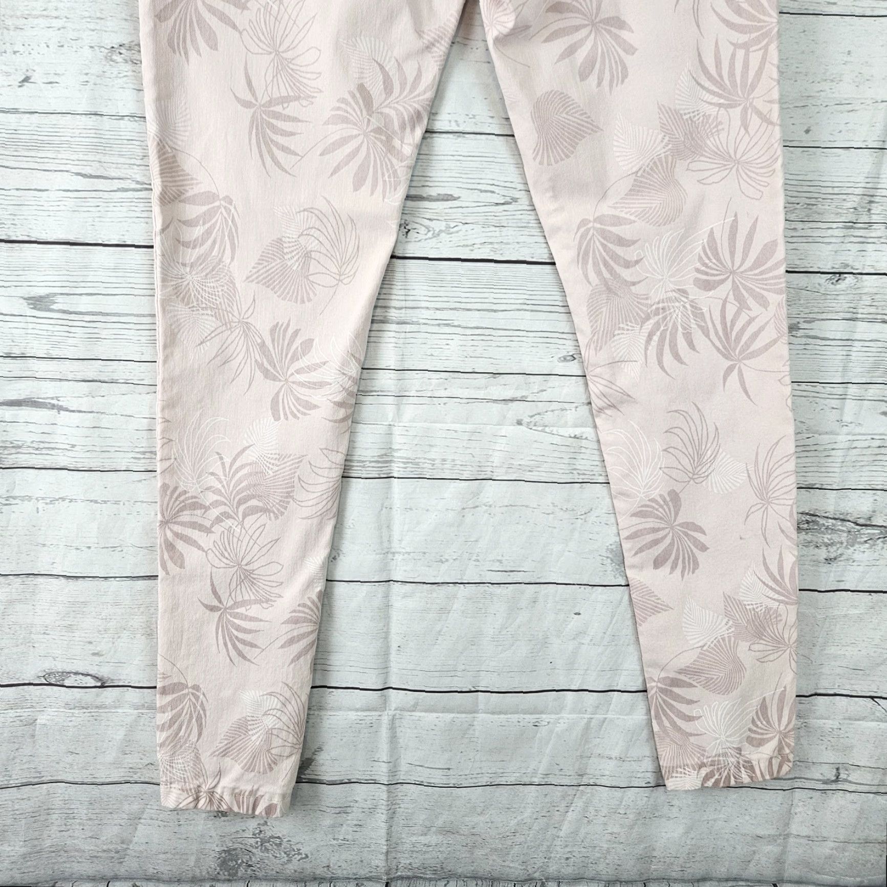 Pinko Venti6 Womens Skinny Pants XS Pink Tropical Leaf Print Drawstring Mid Rise Pants Size 26" / US 2 / IT 38 - 5 Thumbnail