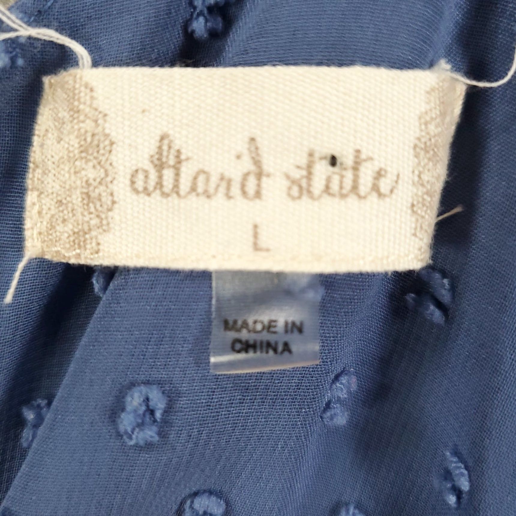 Vintage Altered State Dress Womens Large Blue Square Neck Tiered Polka Dot Texture Size L / US 10 / IT 46 - 5 Thumbnail