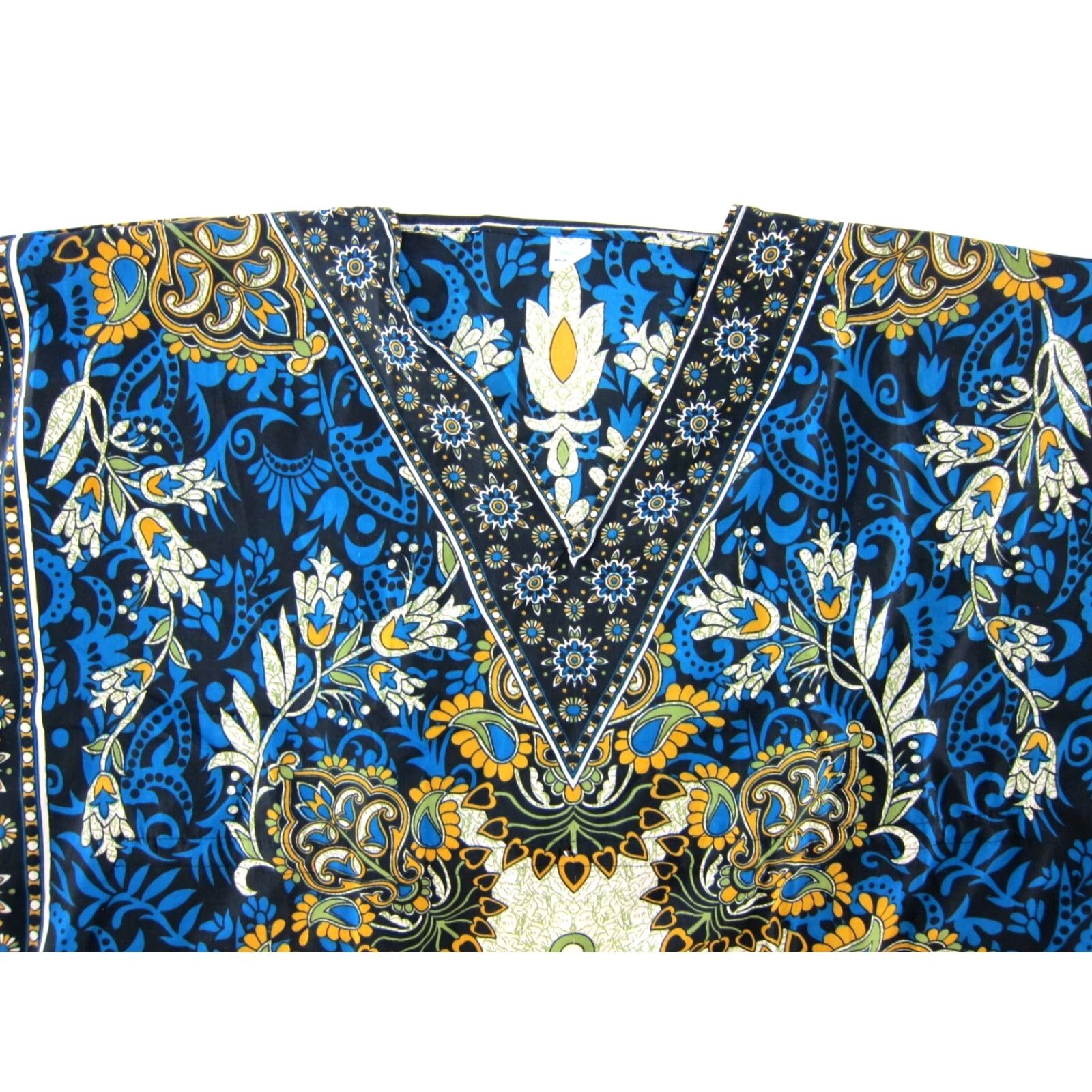Vintage VINTAGE MAAZEE Kaftan Maxi Dress L-XL Women Floral Long Blue Green Yellow Muumuu Size L / US 10 / IT 46 - 4 Thumbnail