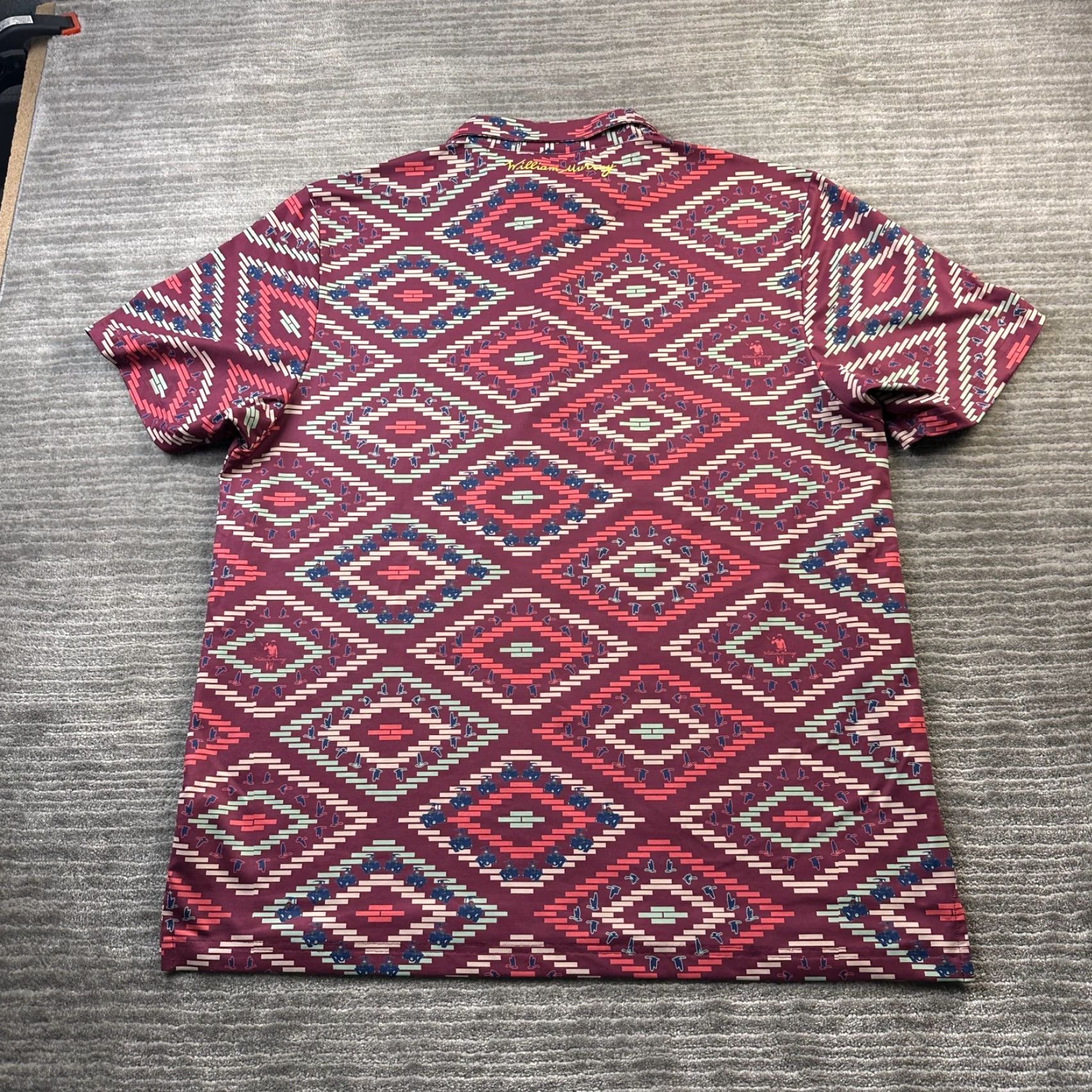 Vintage William Murray Polo Shirt Mens XL All Over Print Golf Performance Size US XL / EU 56 / 4 - 2 Thumbnail