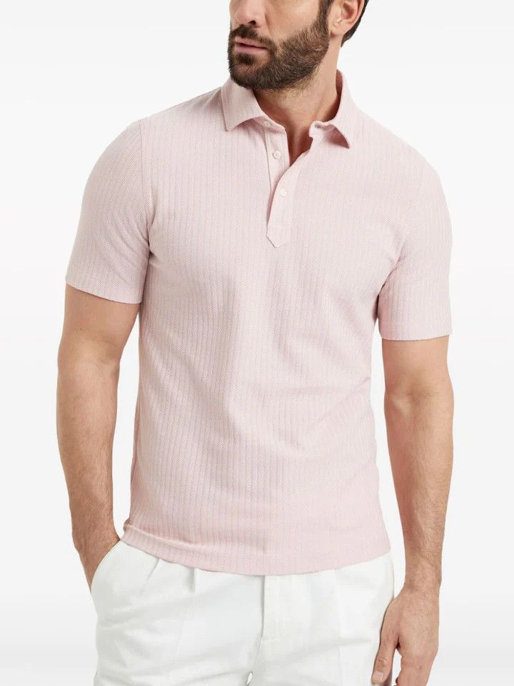 Brunello Cucinelli o1la1rc1a0325 Polo T-Shirt in Rose Size US L / EU 52-54 / 3 - 2 Thumbnail