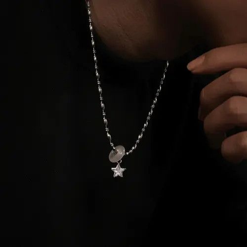 Jewelry Silver Star Charm Men's Chain Necklace, Stylish Pendant Size ONE SIZE - 4 Thumbnail