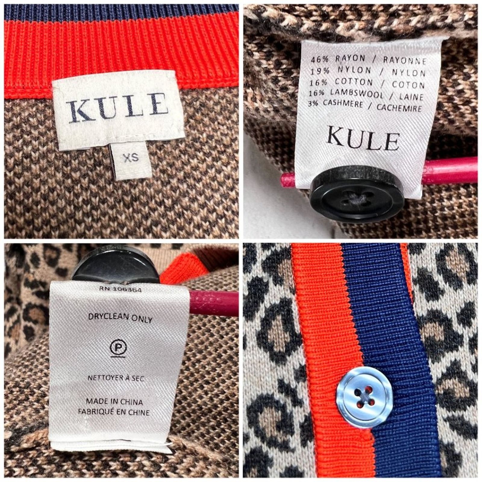 KULE KULE Milo Leopard Cardigan Sweater XS Cashmere Designer Size XS / US 0-2 / IT 36-38 - 5 Thumbnail
