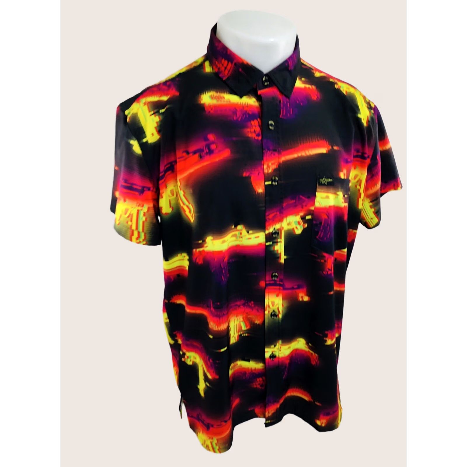 Etro RETRO RIFLE GLITCH AR15 Tactical Shirt - L Multicolor - Short Sleeve Button-Up Mens Retro 90s Theme Shirt - 4G EXCELLENT Size US L / EU 52-54 / 3 - 1 Thumbnail