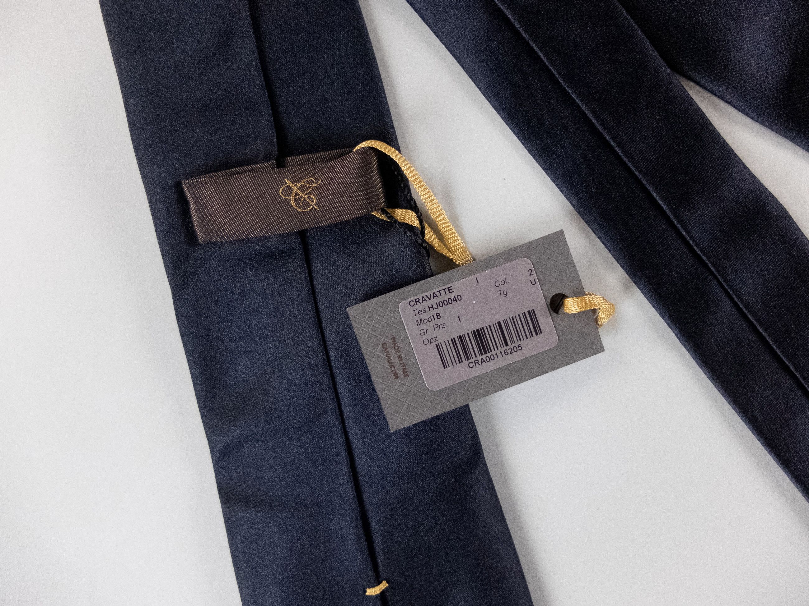Canali CANALI solid navy blue woven silk tie authentic NWT Italy Size ONE SIZE - 3 Thumbnail