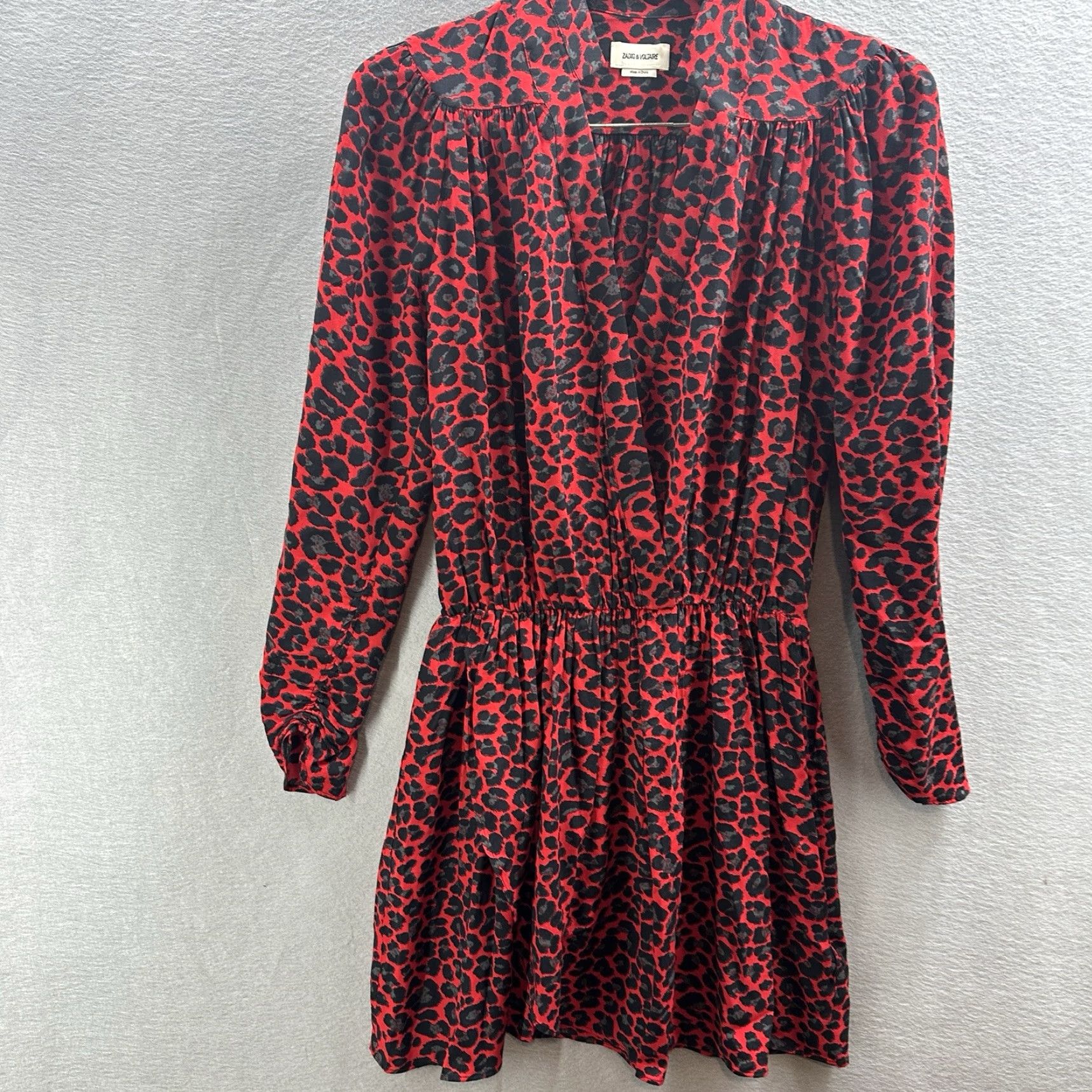 Zadig & Voltaire Zadig & Voltaire Dress Reveal Leo Womens Small Cheetah Leopard Red V-Neck Short Sleeve 90s Vintage Style Women's Dress Size S / US 4 / IT 40 - 2 Thumbnail