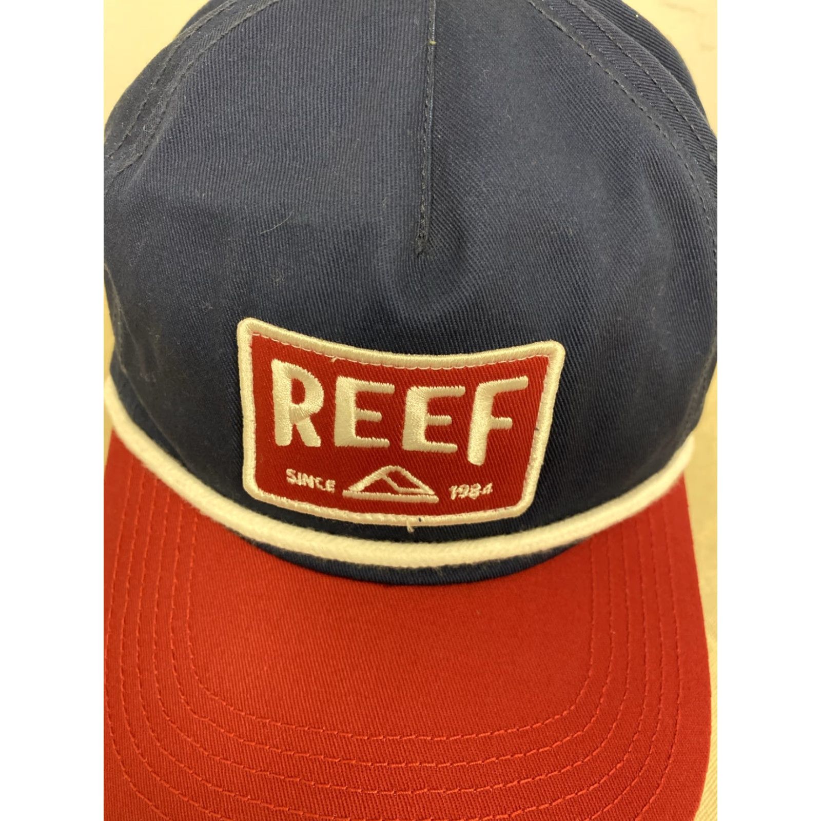 REEF Reef Men's Snapback Hat Cap Adjustable Blue Red Canvas Fishing Surfing Logo Rope Outdoor All Seasons Size ONE SIZE - 2 Thumbnail