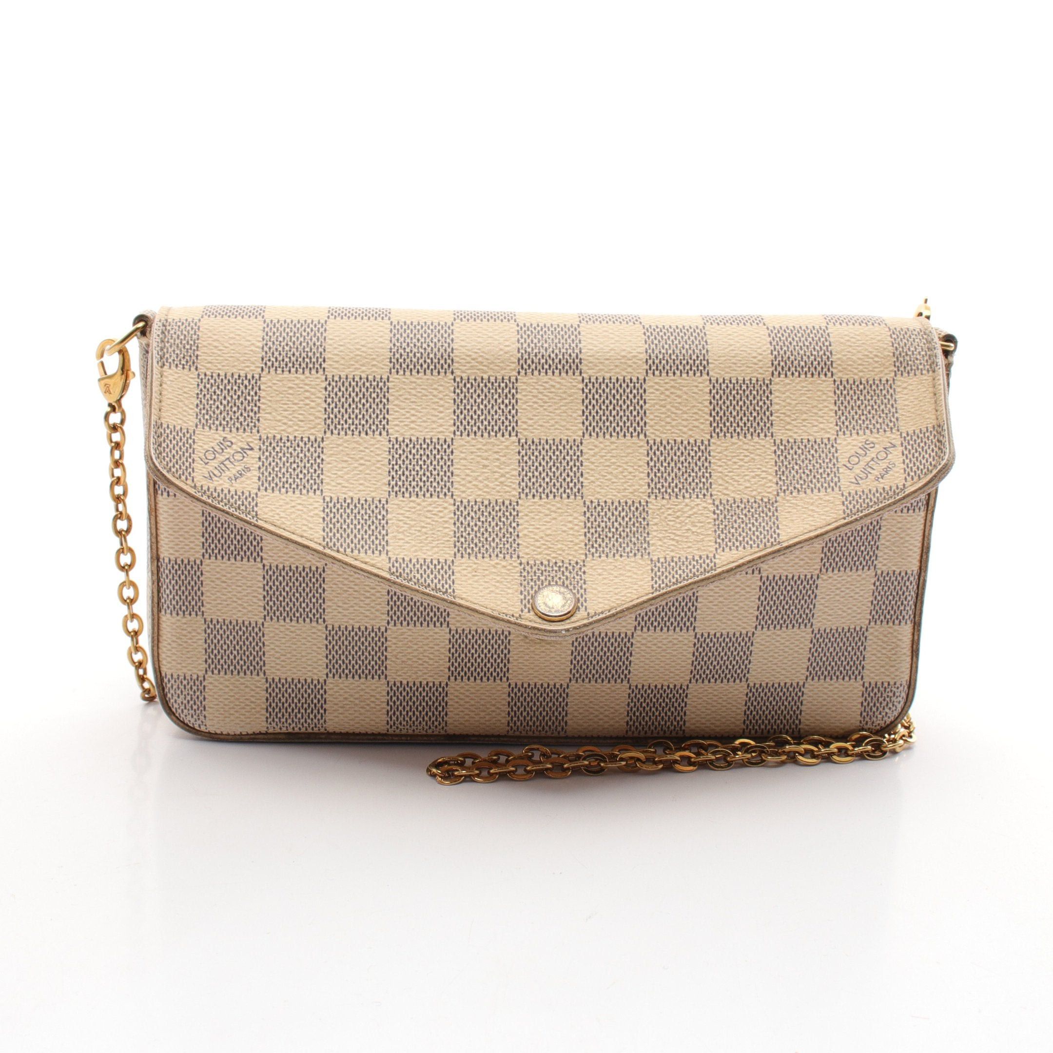 Louis Vuitton Louis Vuitton Pochette Felicie Damier Azur Chain Wallet White Size ONE SIZE - 1 Thumbnail