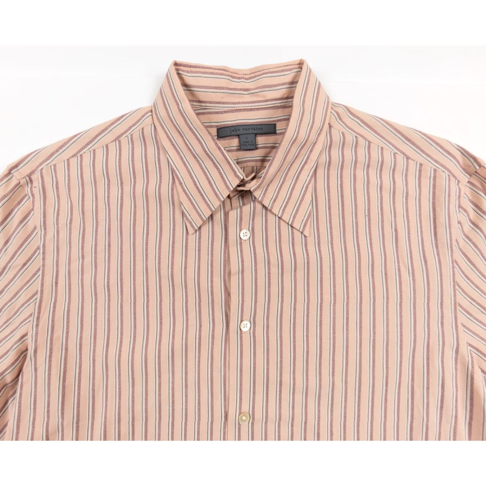 John Varvatos VINTAGE John Varvatos Shirt Mens Large Pink Button Down Long Sleeve Collared Striped Size US L / EU 52-54 / 3 - 2 Thumbnail