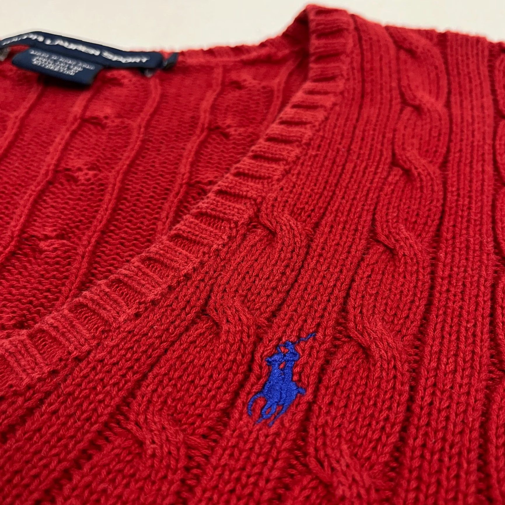 Polo Ralph Lauren VTG Ralph Lauren Sport Sweater Womens L Red Cable Knit Jumper Preppy Academia Size L / US 10 / IT 46 - 2 Thumbnail