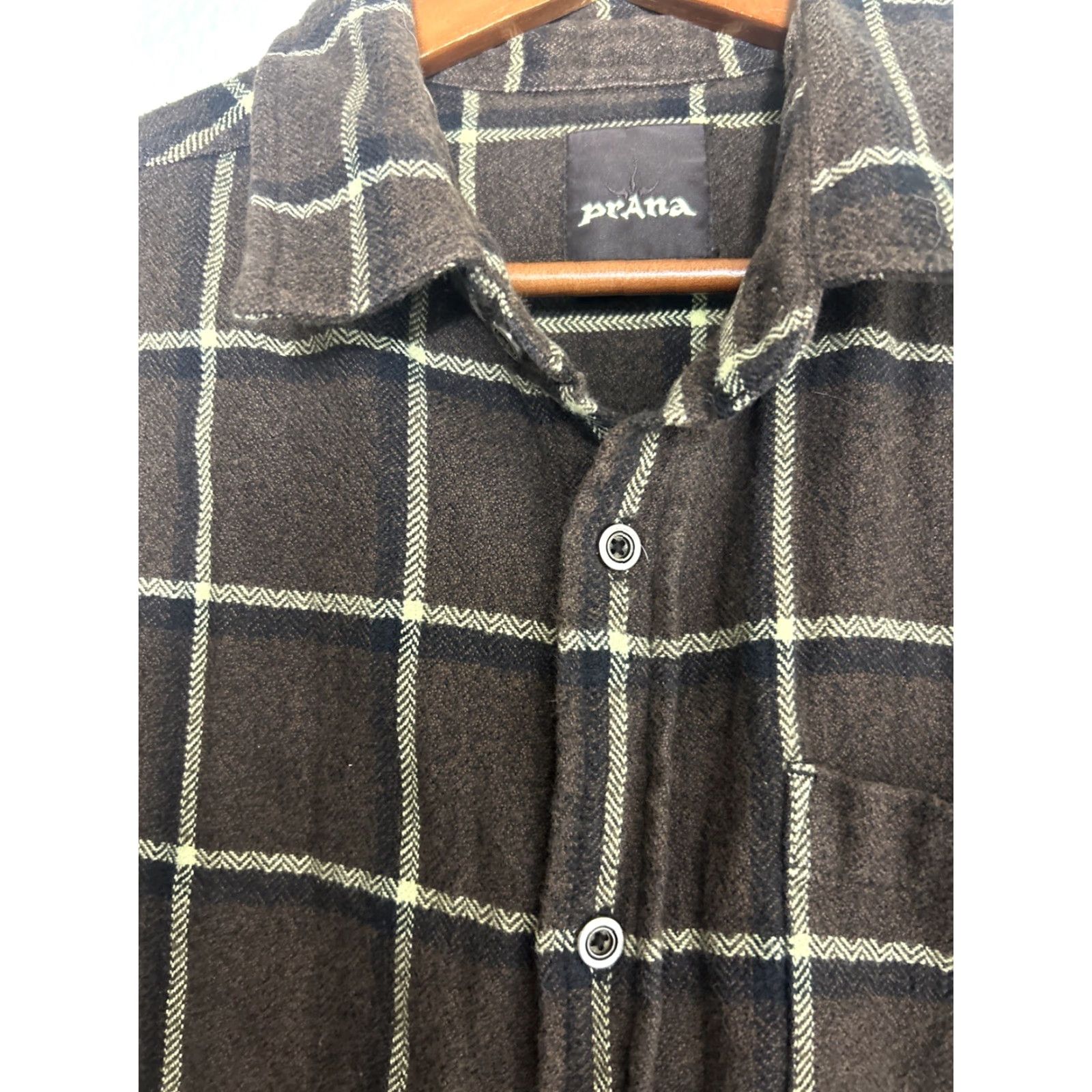Prana PrAna Shirt Mens Medium Yellow Brown Plaid Heavy Flannel Long Sleeve Cotton Shirt Size US M / EU 48-50 / 2 - 6 Thumbnail