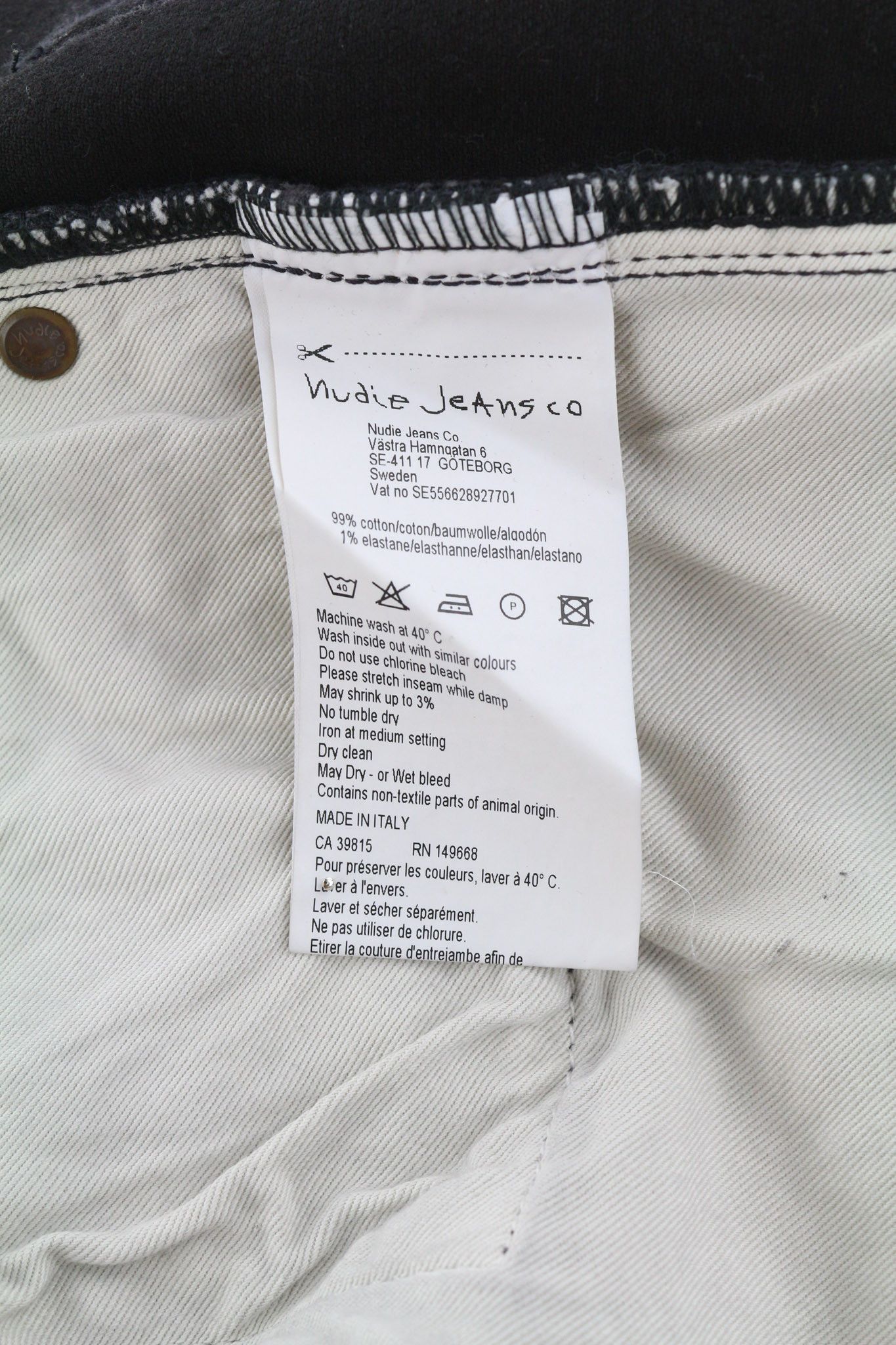 Nudie Jeans PIPE LED W28/L30 Grey Marble Organic Jeans 81640 Size US 28 / EU 44 - 6 Thumbnail