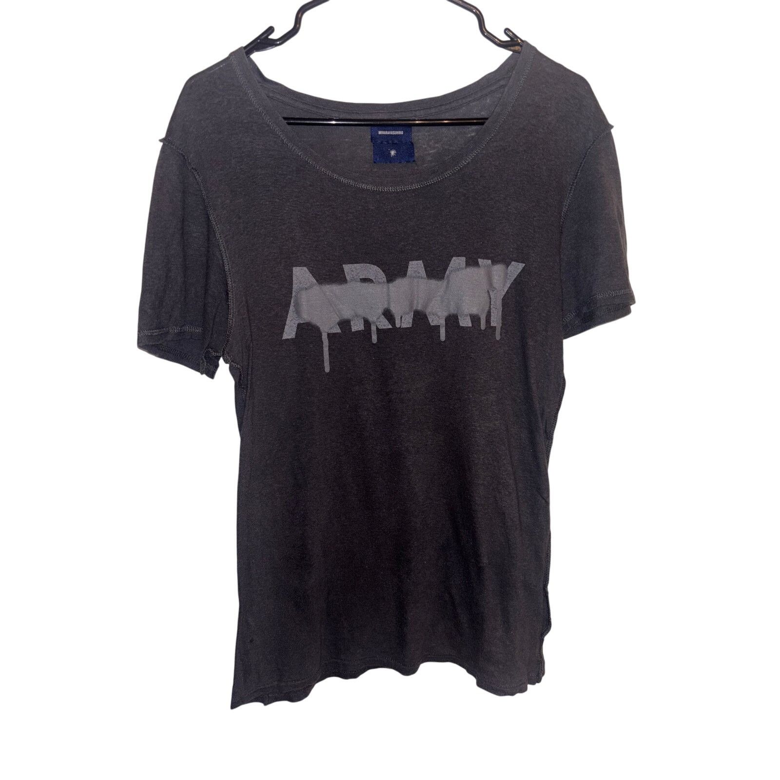 Maison MIHARA YASUHIRO MMY "ARMY" Drip Logo Distressed Tee - Faded Black (Size M) Size US S / EU 44-46 / 1 - 1 Thumbnail