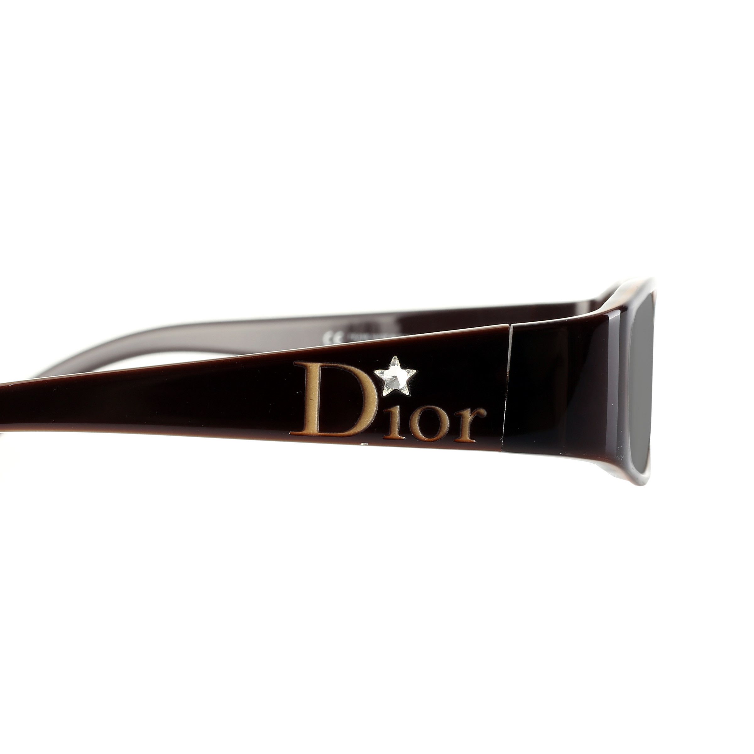 Christian Dior '00s Brown Crystal Star Flat Sunglasses Black