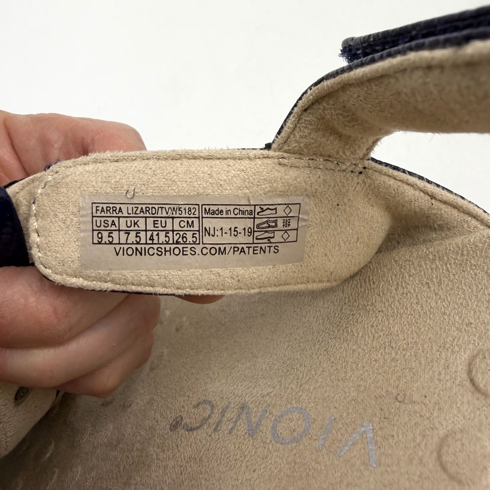 Vionic Vionic Sandals 9.5 Farra Navy Blue Leather Slingback Women's Size US 10 / IT 40 - 6 Thumbnail