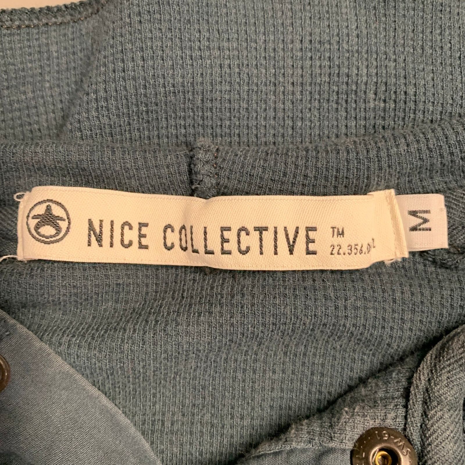 Nice Collective NICE COLLECTIVE M Green Waffle Knit Cotton Hoodie Sweatshirt Size US M / EU 48-50 / 2 - 8 Thumbnail