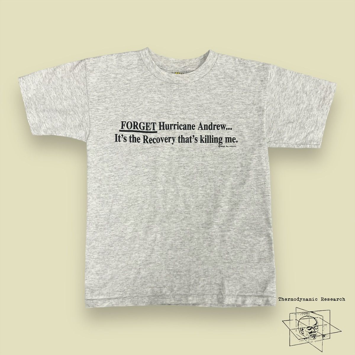 image of Made In USA x Vintage Hurricane Andrew Recovery Tee - 1992 in Grey, Men's (Size Medium)