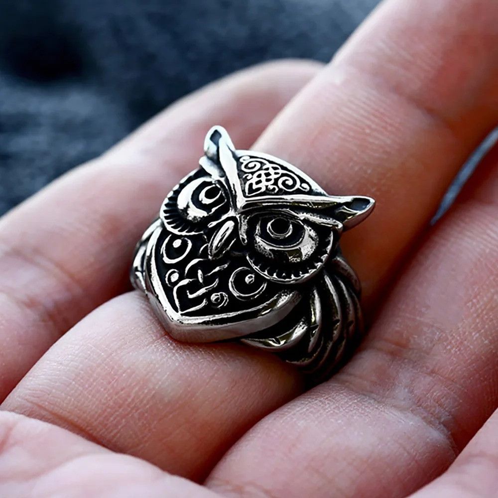 Jewelry Vintage Stainless Steel Owl Ring Size ONE SIZE - 2 Thumbnail