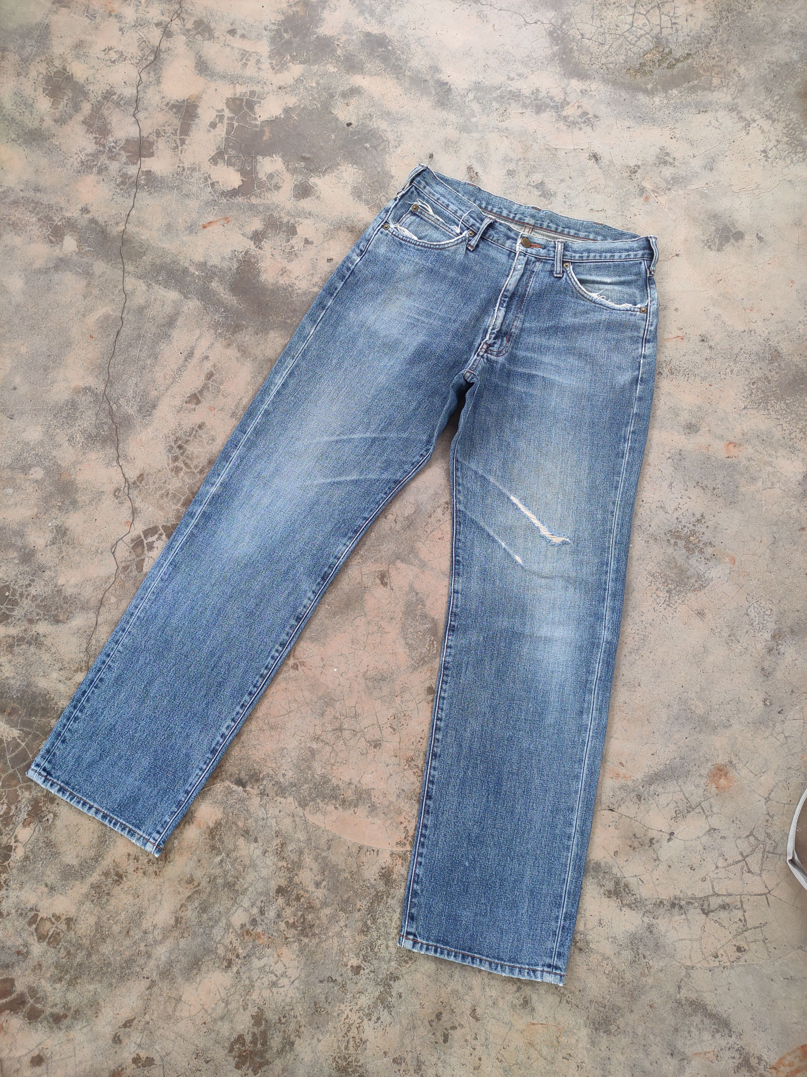 Wrangler VINTAGE WRANGLER FADED RIPPED JEANS DENIM PANTS Size US 32 / EU 48 - 2 Thumbnail