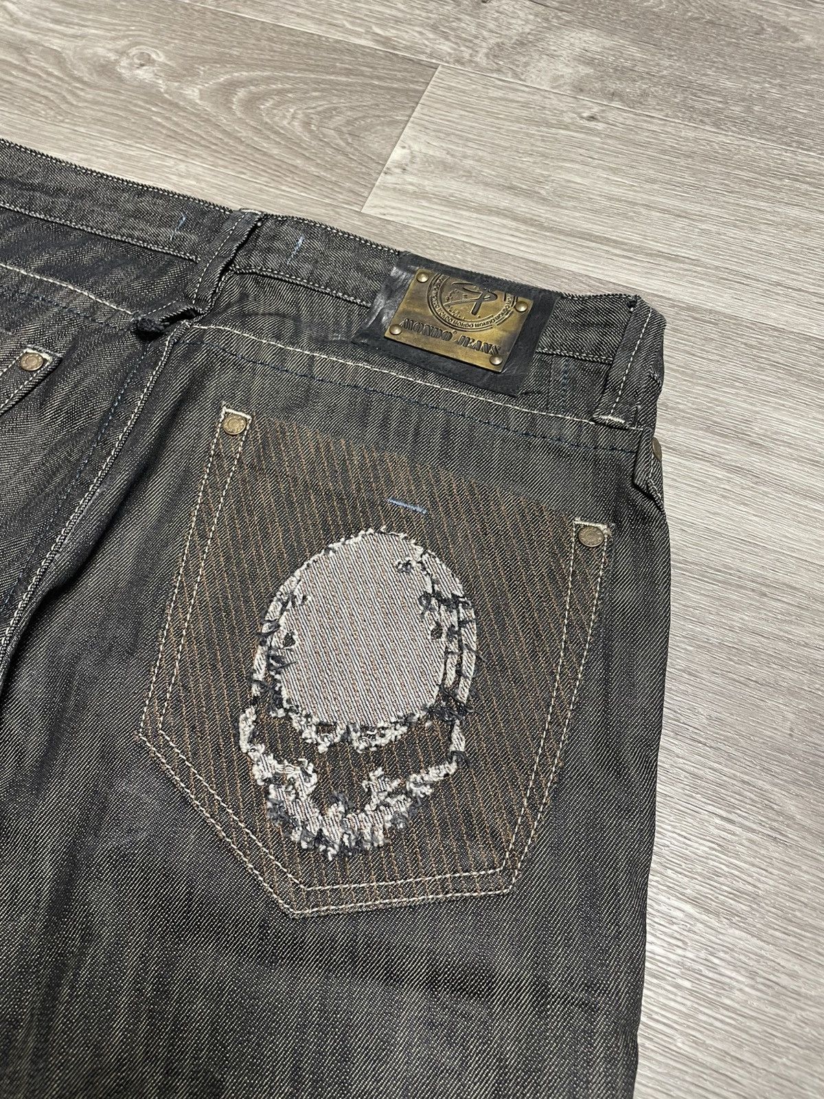 Other Vintage Mondo Distressed Skull Graphic Patchwork Jeans Denim Size US 36 / EU 52 - 22 Thumbnail