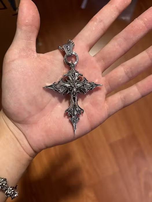 Japanese Brand × Vintage Gothic Skeleton Cross Necklace Size ONE SIZE - 1 Thumbnail