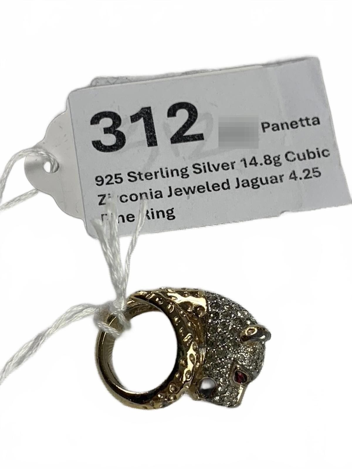 Other Panetta Sterling Silver Cubic Zirconia Jeweled Jaguar Ring Size ONE SIZE - 5 Thumbnail