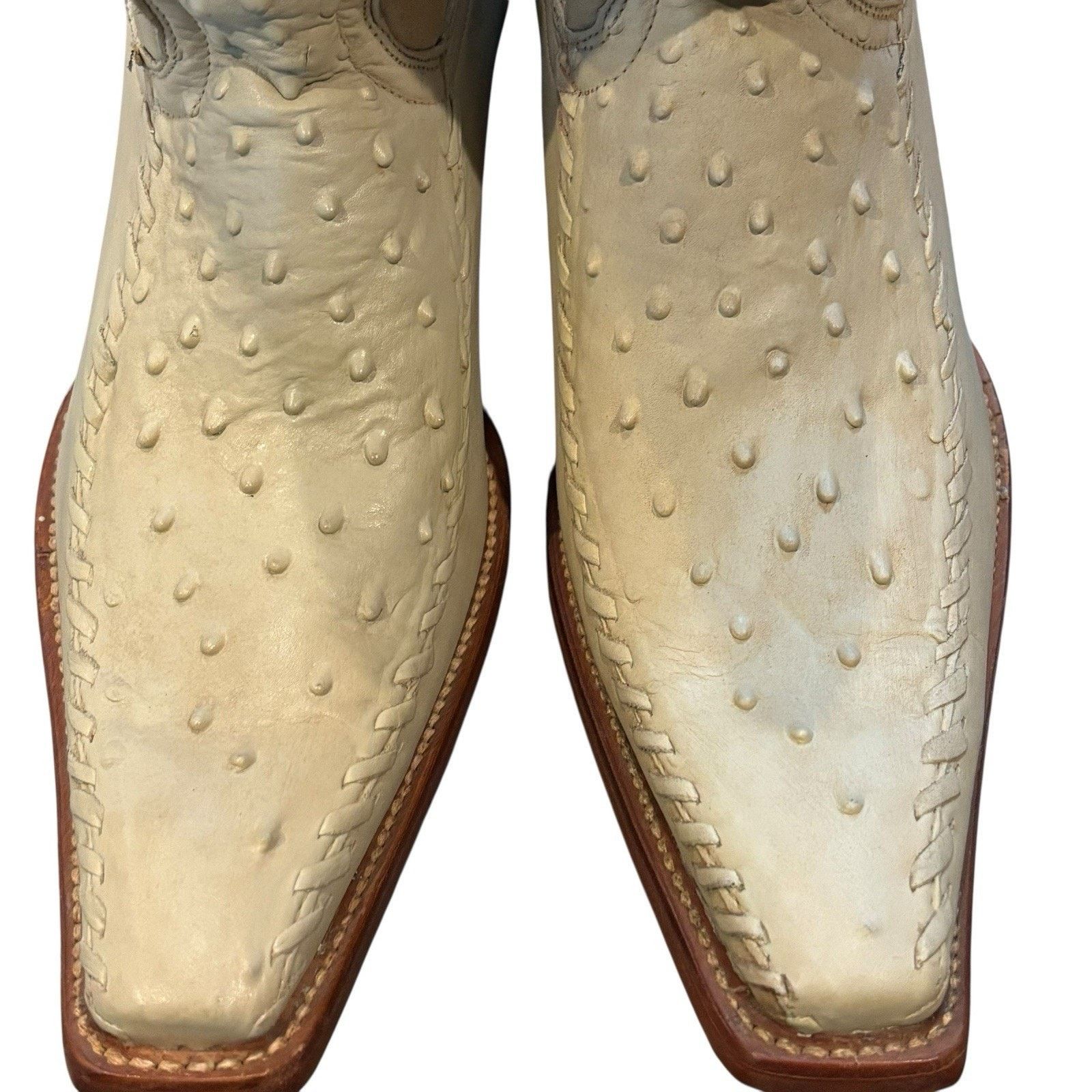 Other Aguila Real Ostrich Leather Cowboy Boots 10 Pointy Toe Cream Size US 10 / EU 43 - 9 Thumbnail