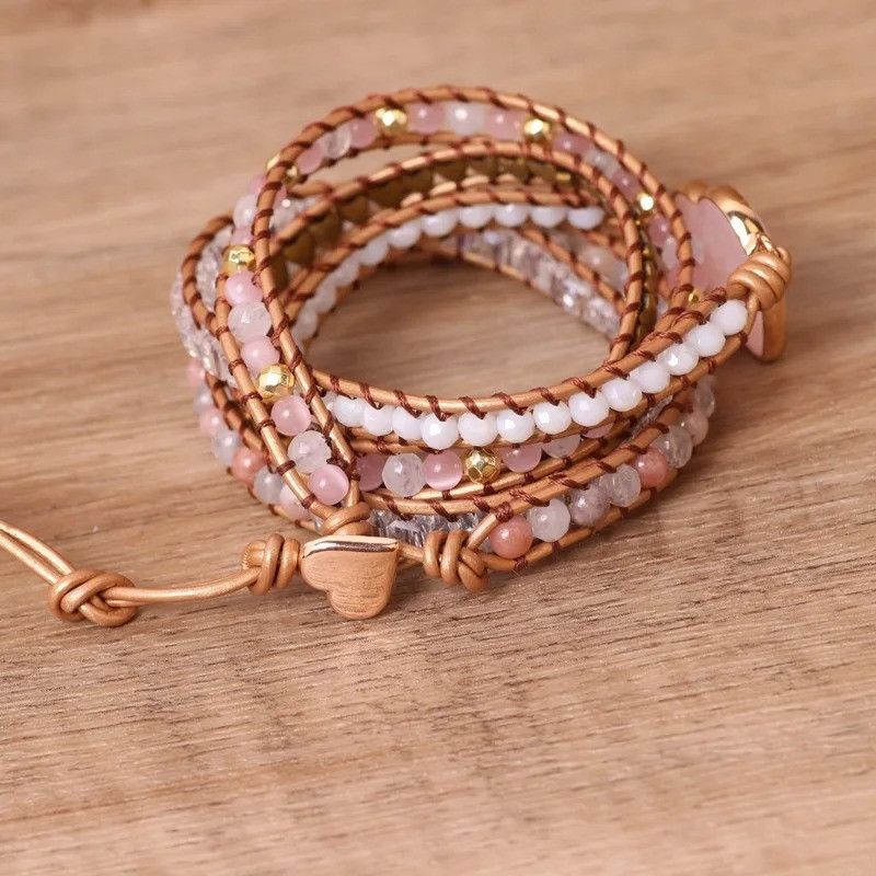 Jewelry Rose Quartz Natural Stone Wrap Bracelet Size ONE SIZE - 6 Thumbnail