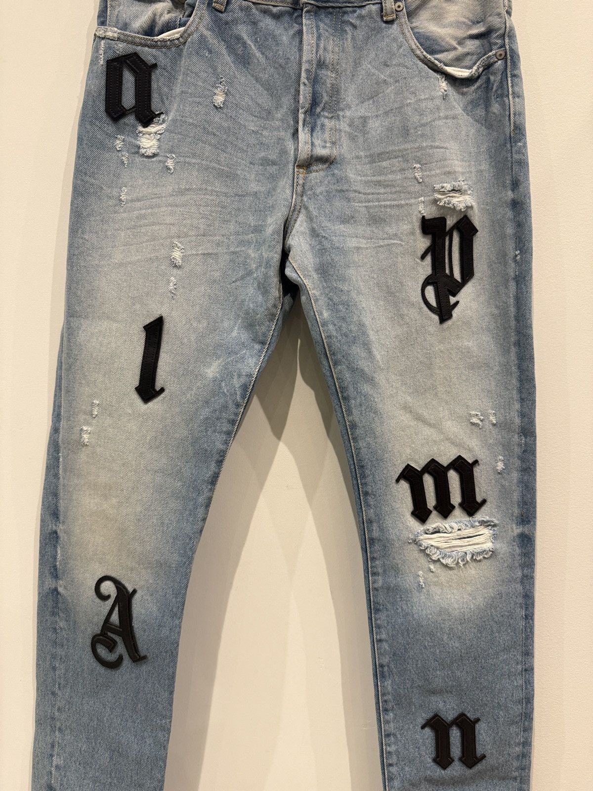 Palm Angels Palm Angels Logo Patch Jeans Blue Size: 31 Size US 31 - 2 Thumbnail
