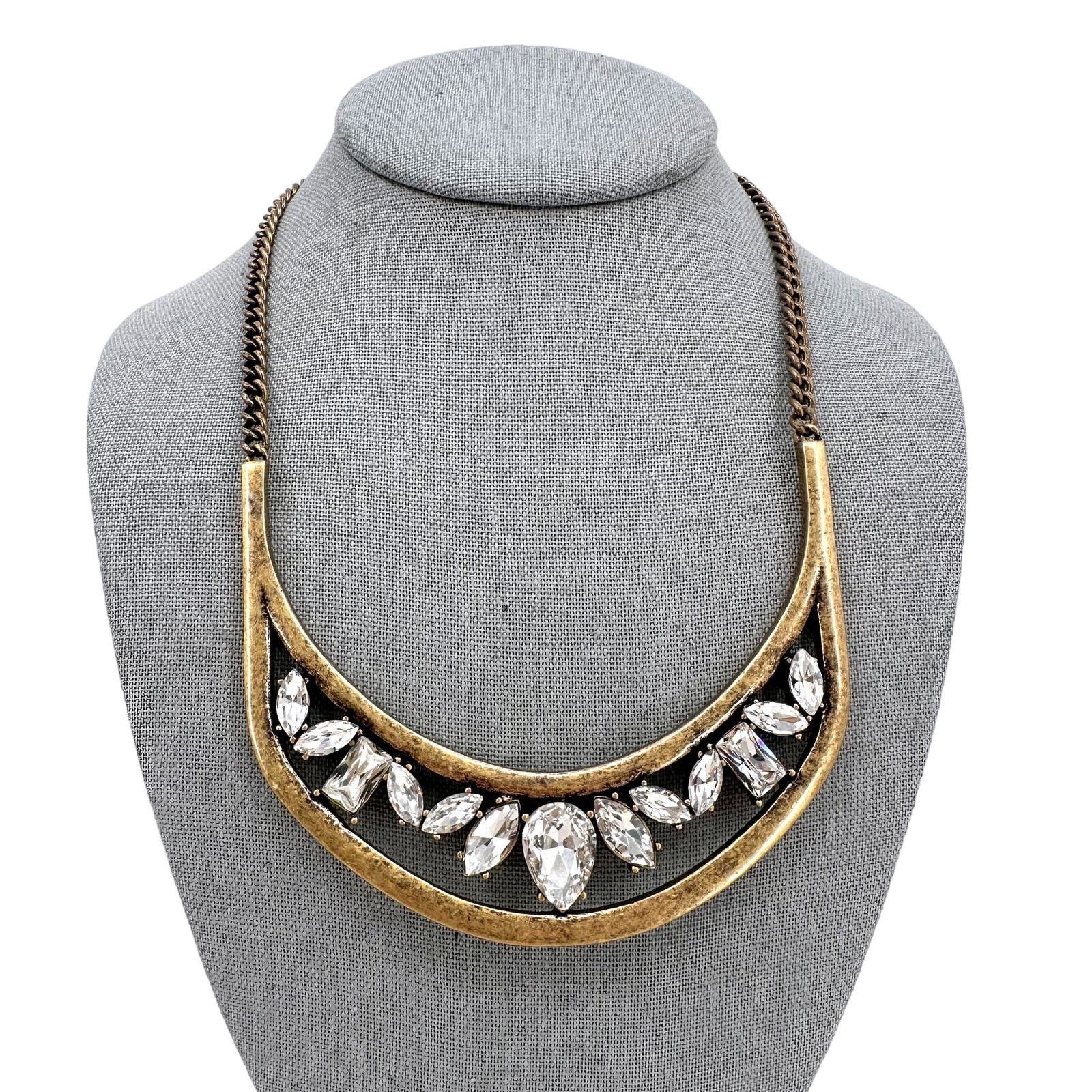 Other Baublebar Statement Necklace Clear Rhinestone Antique Brass Size ONE SIZE - 2 Thumbnail