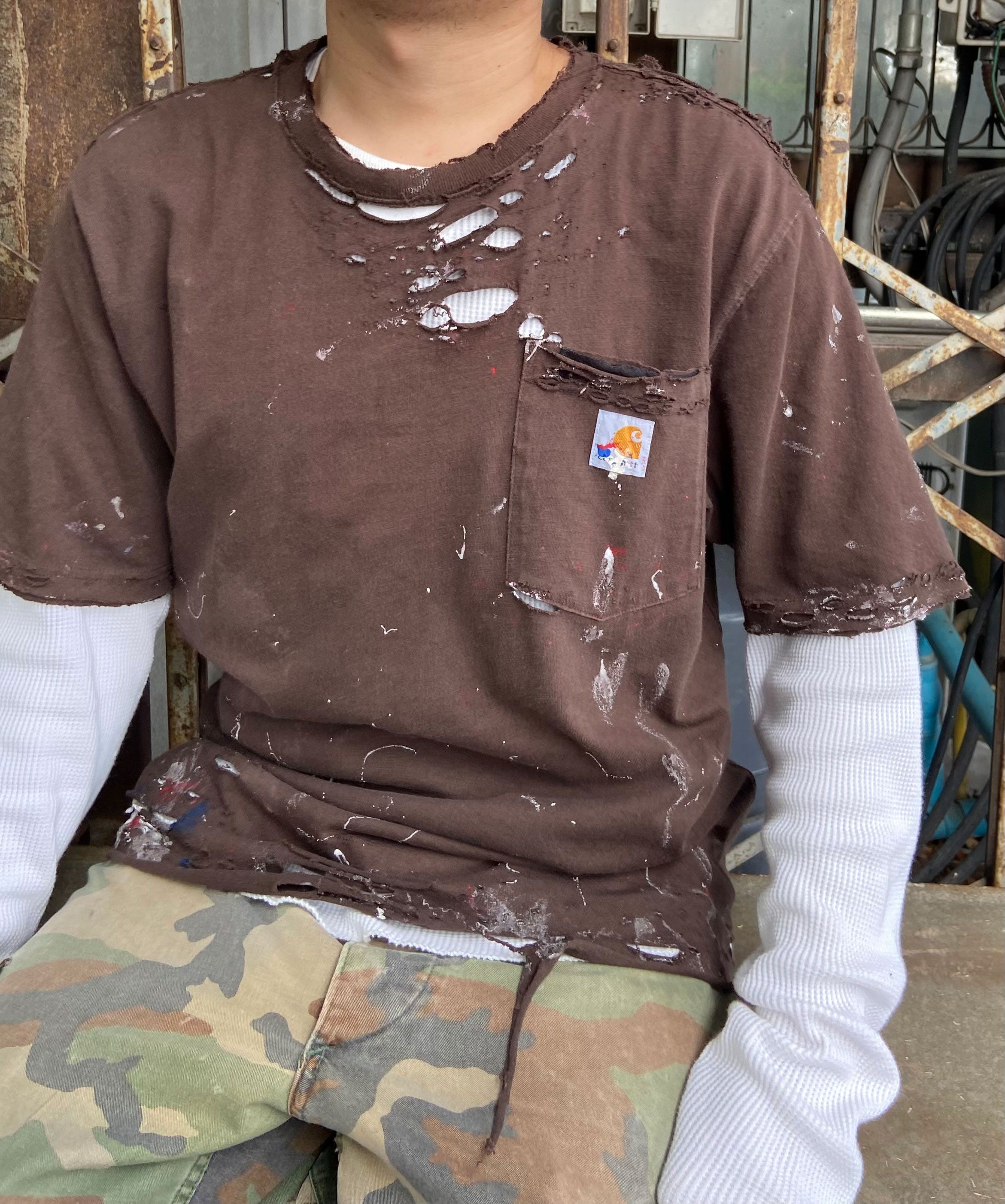 Carhartt × Vintage Carhartt T-Shirt Thrashed Distressed Pocket Size US M / EU 48-50 / 2 - 2 Thumbnail